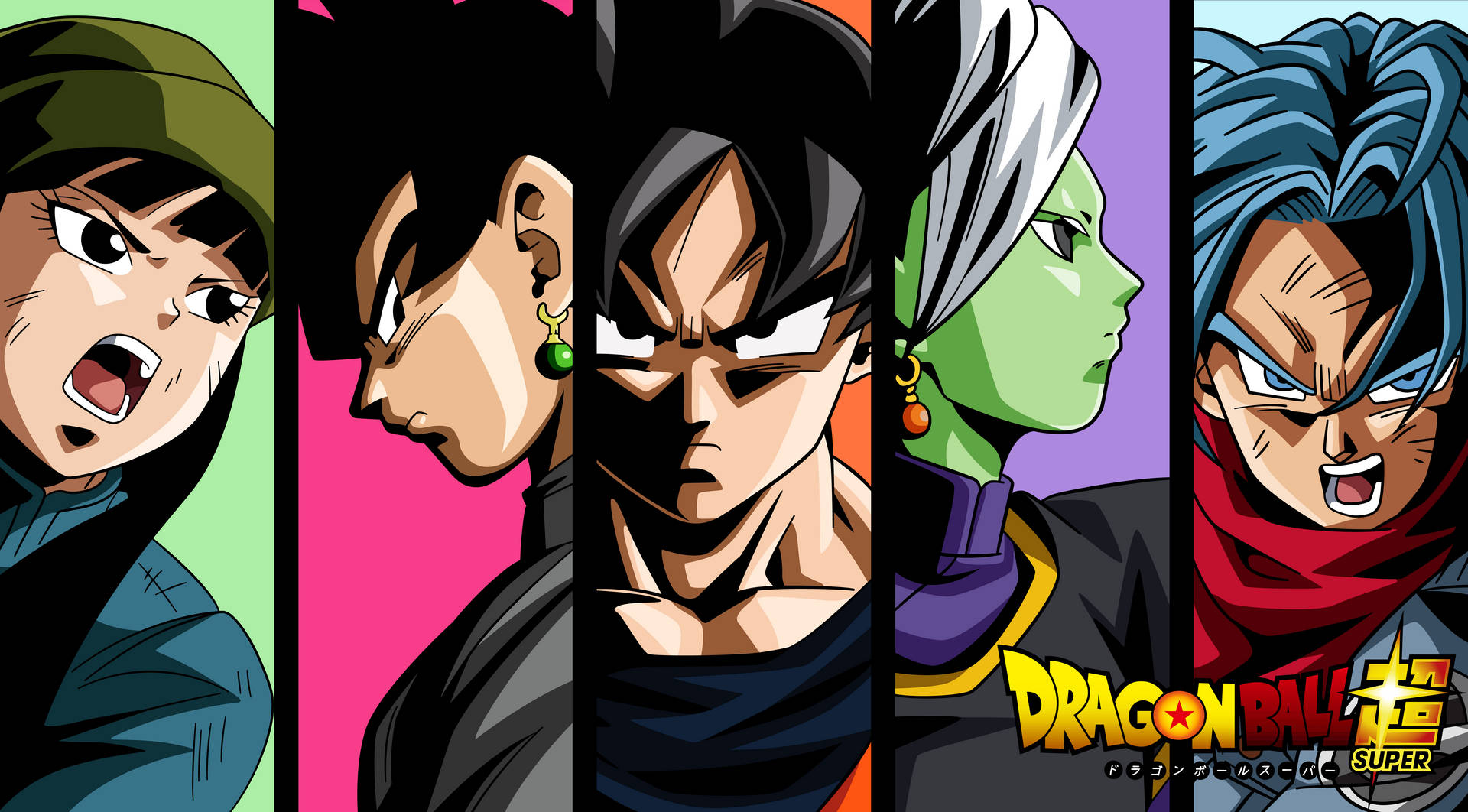 Collage de fondo de pantalla de Goku con personajes de Dragon Ball Super.