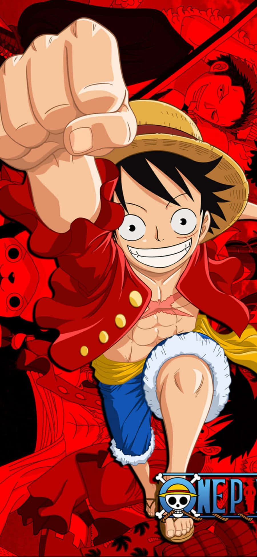 Golpeando a Luffy de One Piece en el teléfono Fondos de pantalla