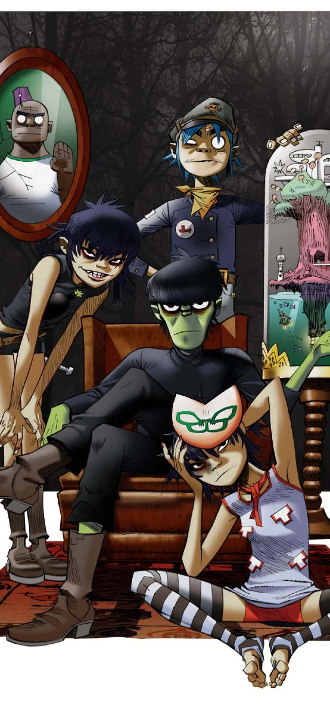 Gorillaz iPhone Fanart con Murdoc al Centro Fondos de pantalla