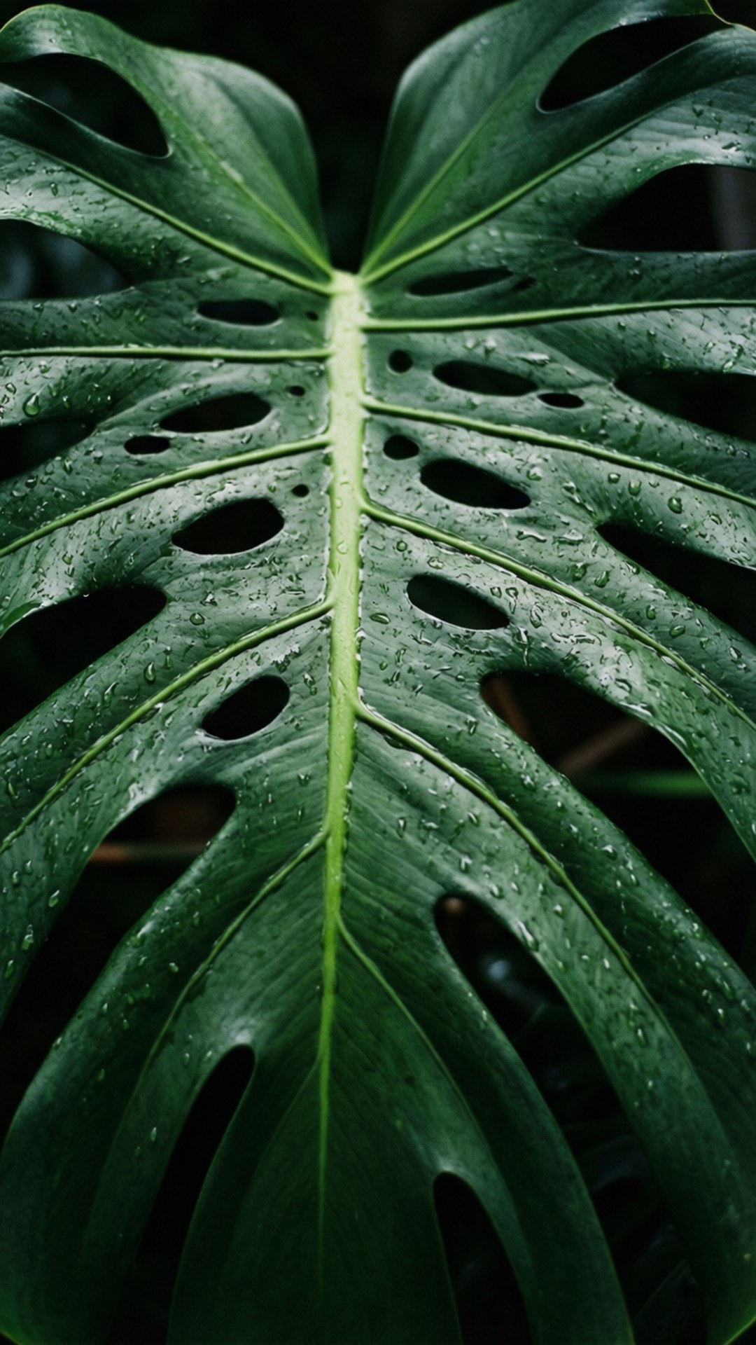 Gotas de lluvia en Monstera Fondos de pantalla