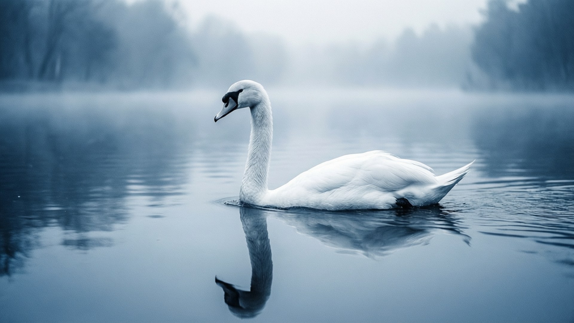 Gracia de Cisne en la Niebla Fondos de pantalla