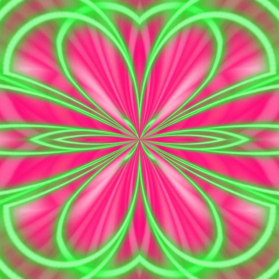 Gráfico espejado en rosa neón y verde Fondos de pantalla