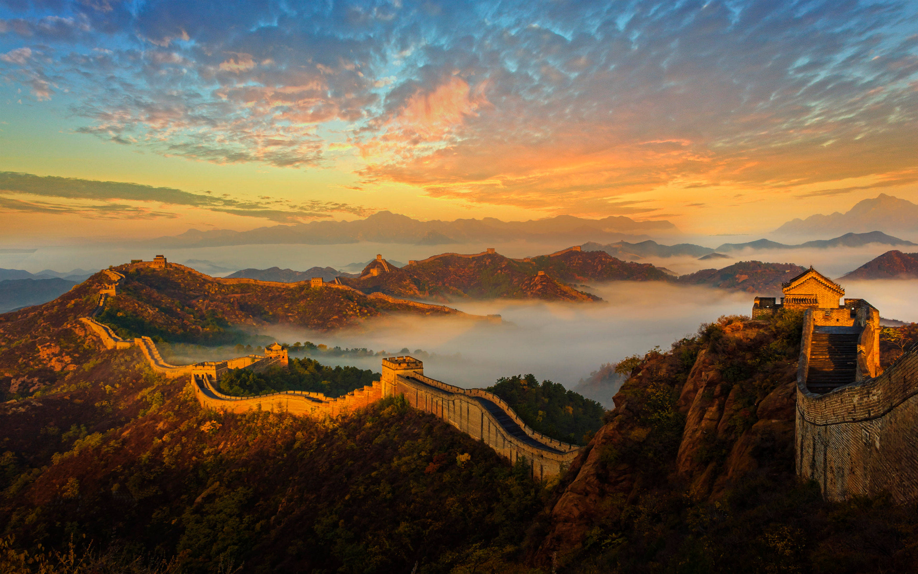 Gran Muralla China Durante la Hora Dorada Fondos de pantalla