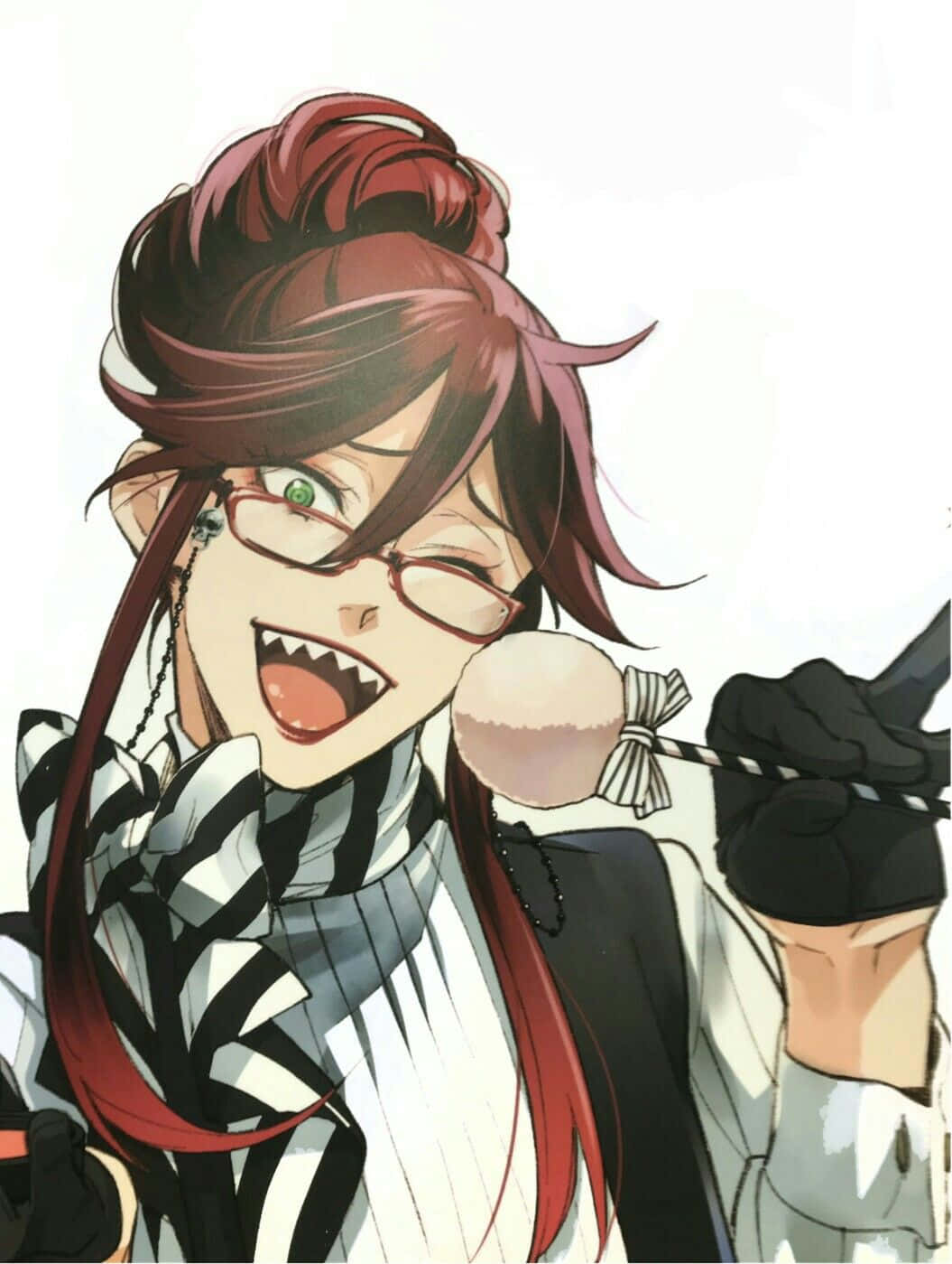 Grell Sutcliff en una pose colorida y feroz en una ilustración cautivadora Fondos de pantalla
