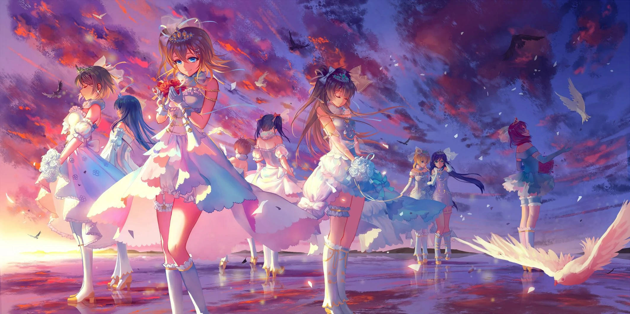 Grupo de Chicas Bailando Anime Fondos de pantalla