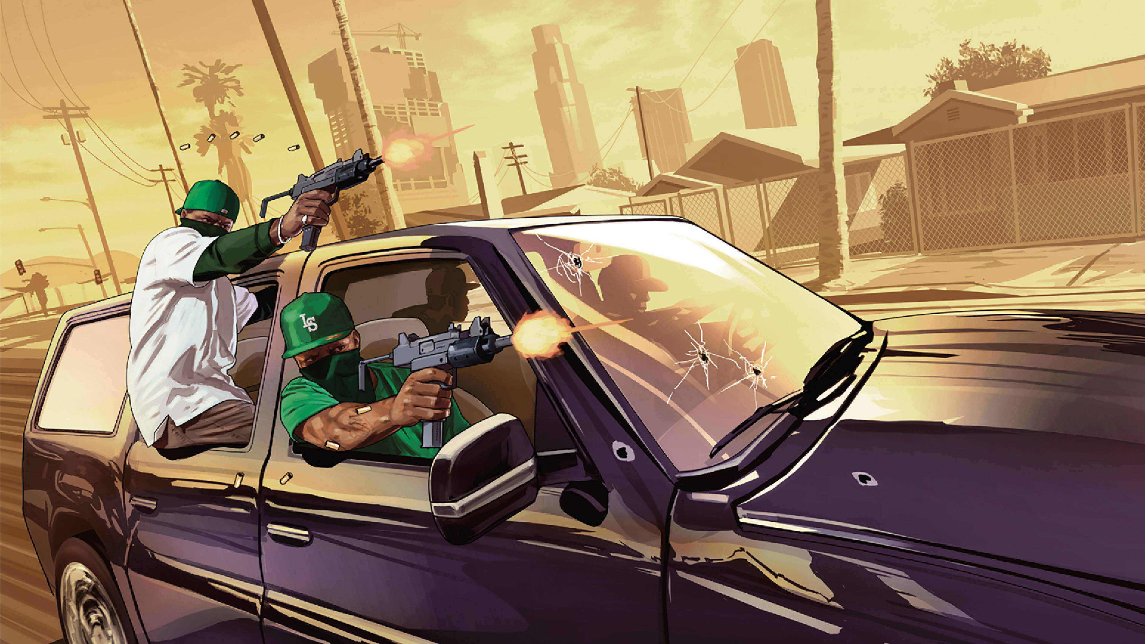GTA SA 4K Disparos en Auto Fondos de pantalla