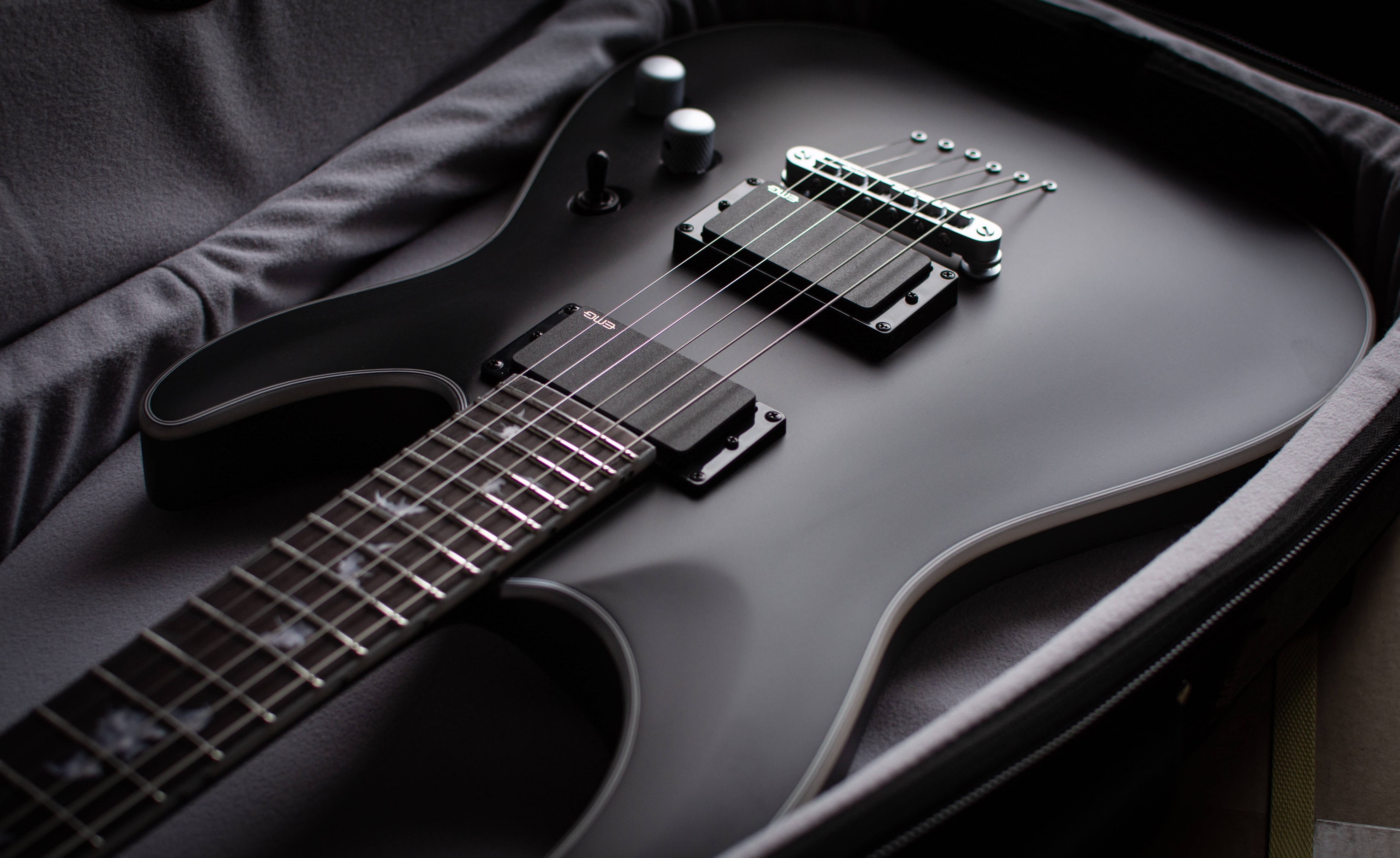 Guitarra eléctrica negra estética musical Fondos de pantalla