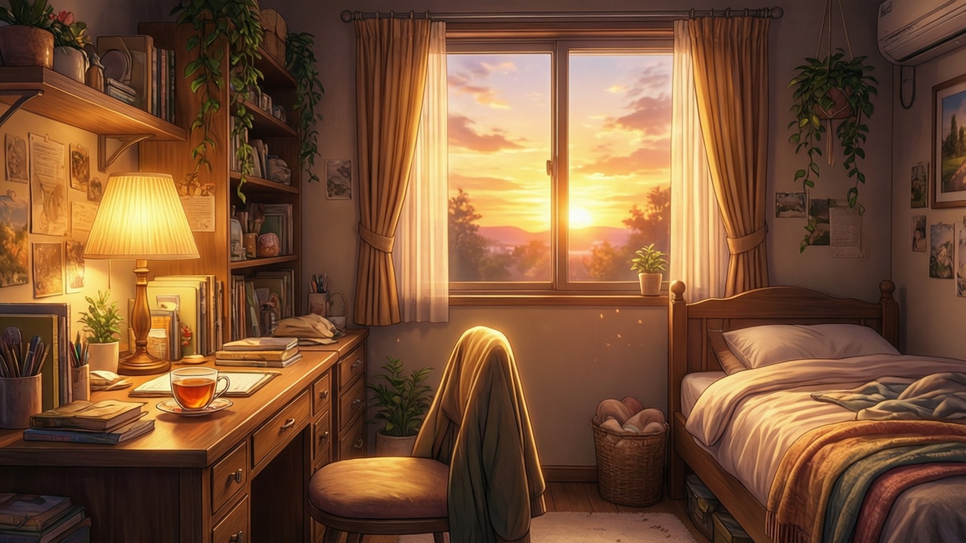 Habitación Acogedora al Atardecer Fondos de pantalla