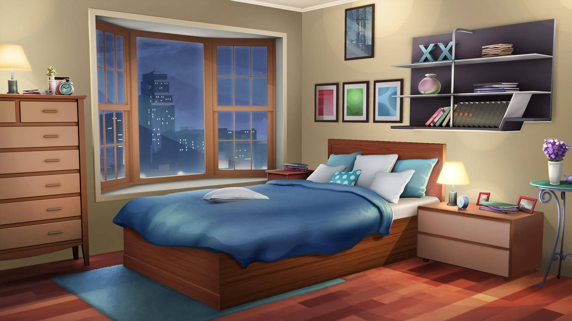 Habitación Anime de Noche Fondos de pantalla