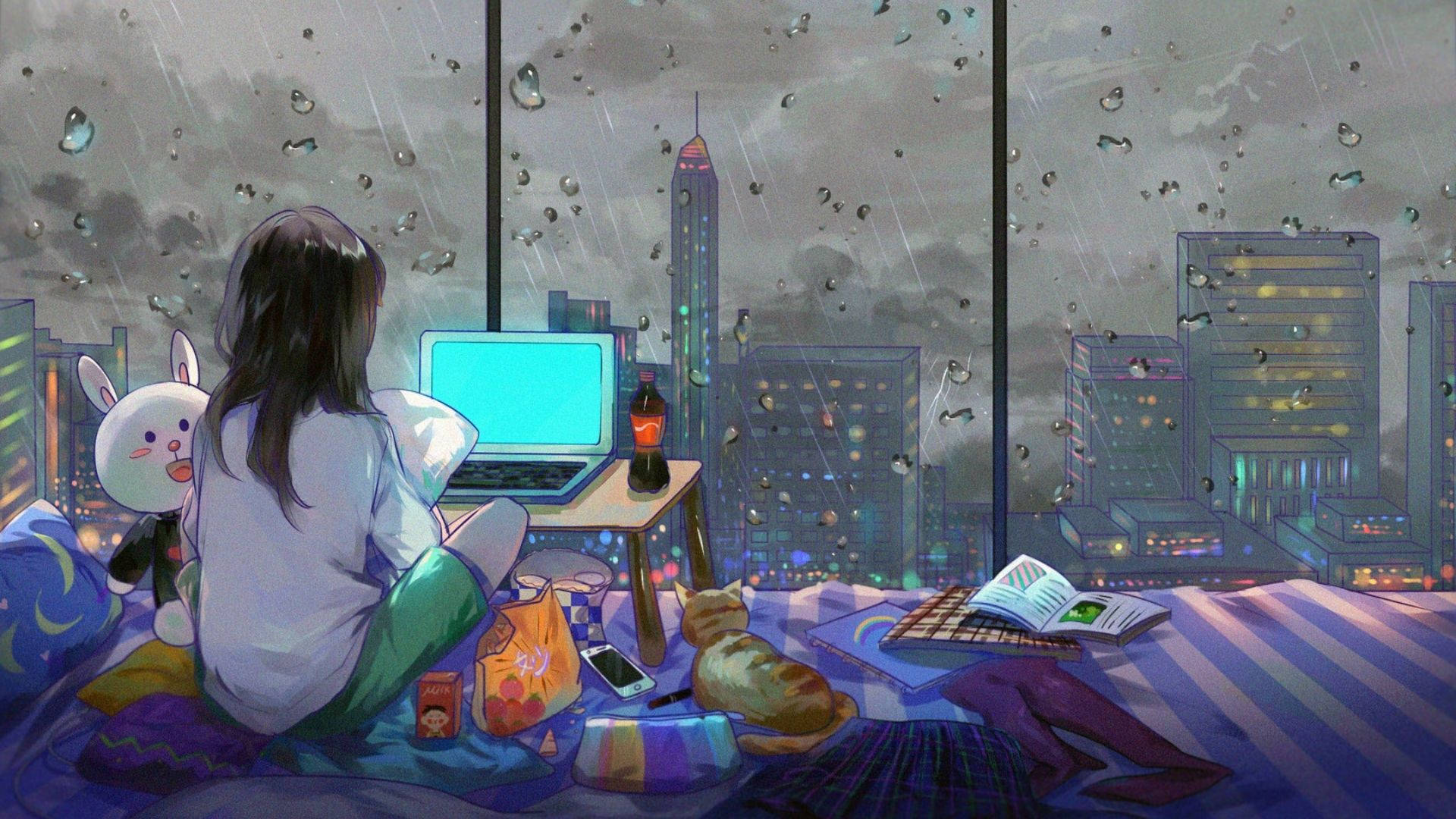 Habitación de anime ocupada Fondos de pantalla