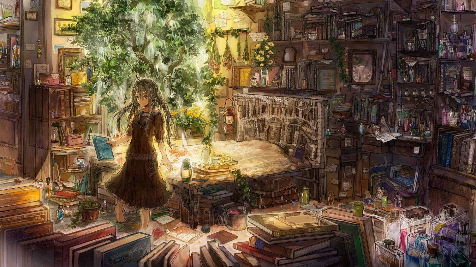 Habitación de biblioteca anime Fondos de pantalla