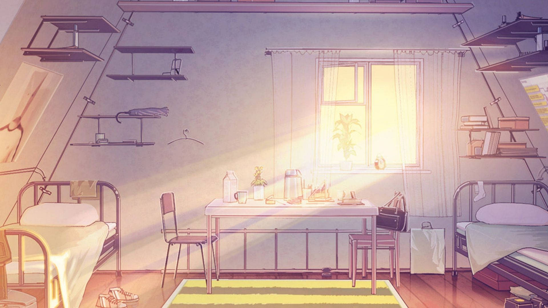 Habitación vibrante temática de anime por la noche Fondos de pantalla