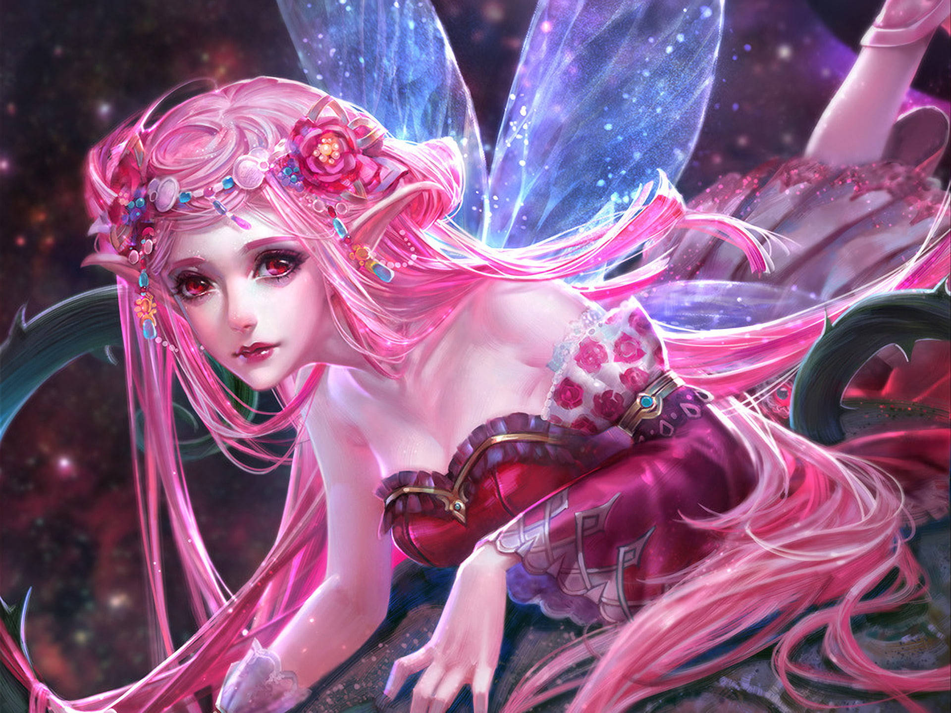 Hada rosa dibujo digital Fondos de pantalla
