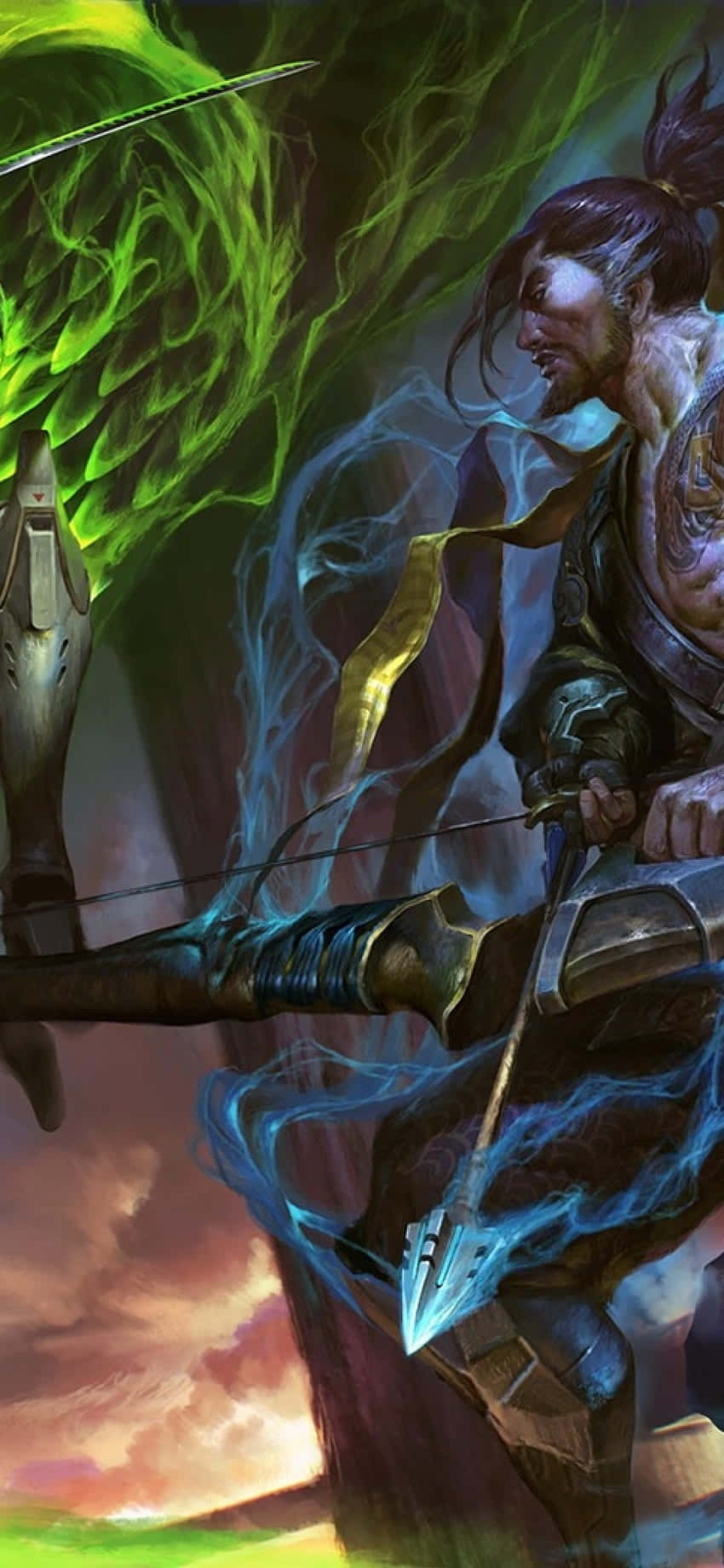 Hanzo sosteniendo arco, fondo de Overwatch para iPhone XS Fondos de pantalla