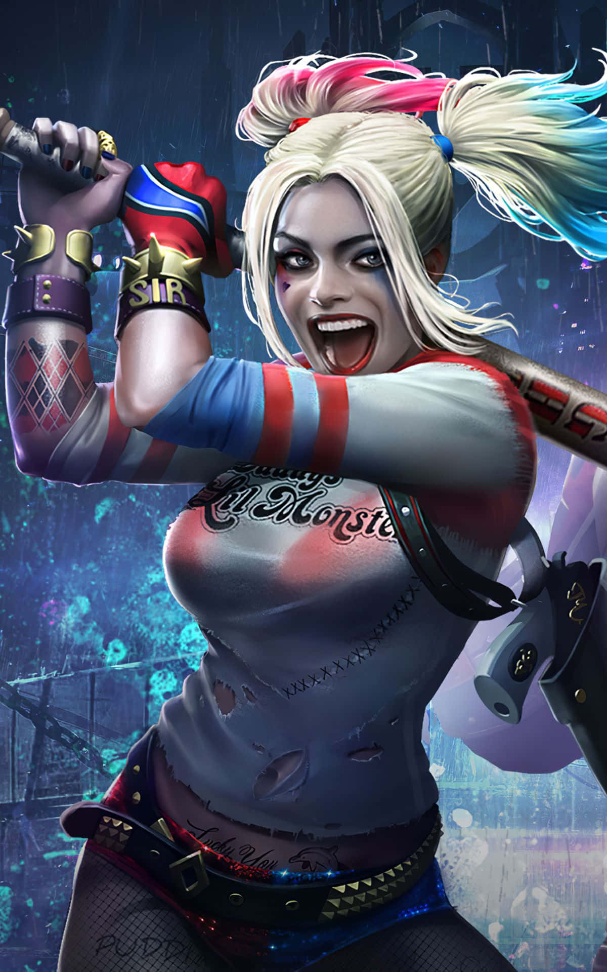 Harleen Quinzel con su aspecto icónico del videojuego "Arkham City" Fondos de pantalla