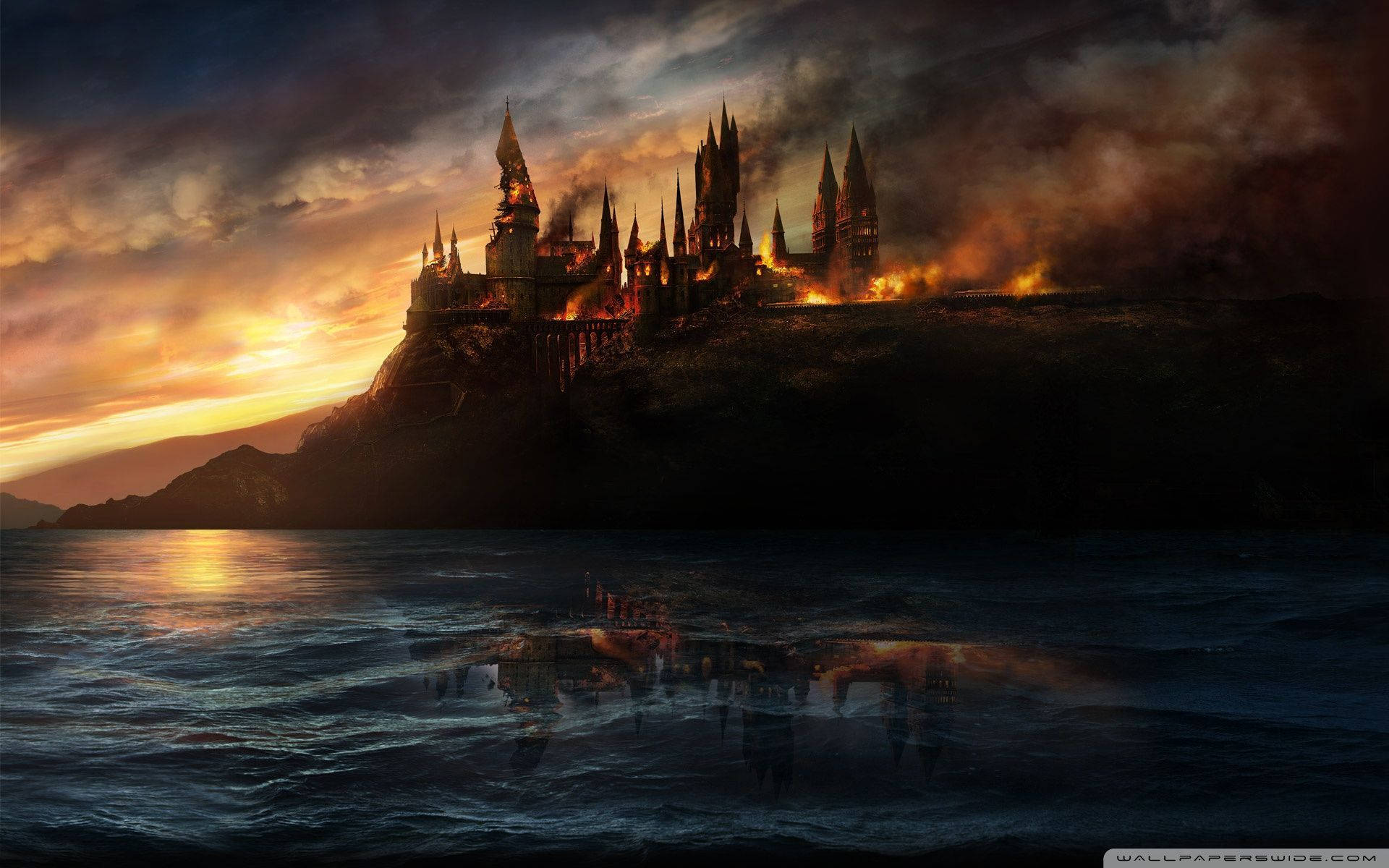 Harry Potter Hogwarts en Llamas Fondos de pantalla
