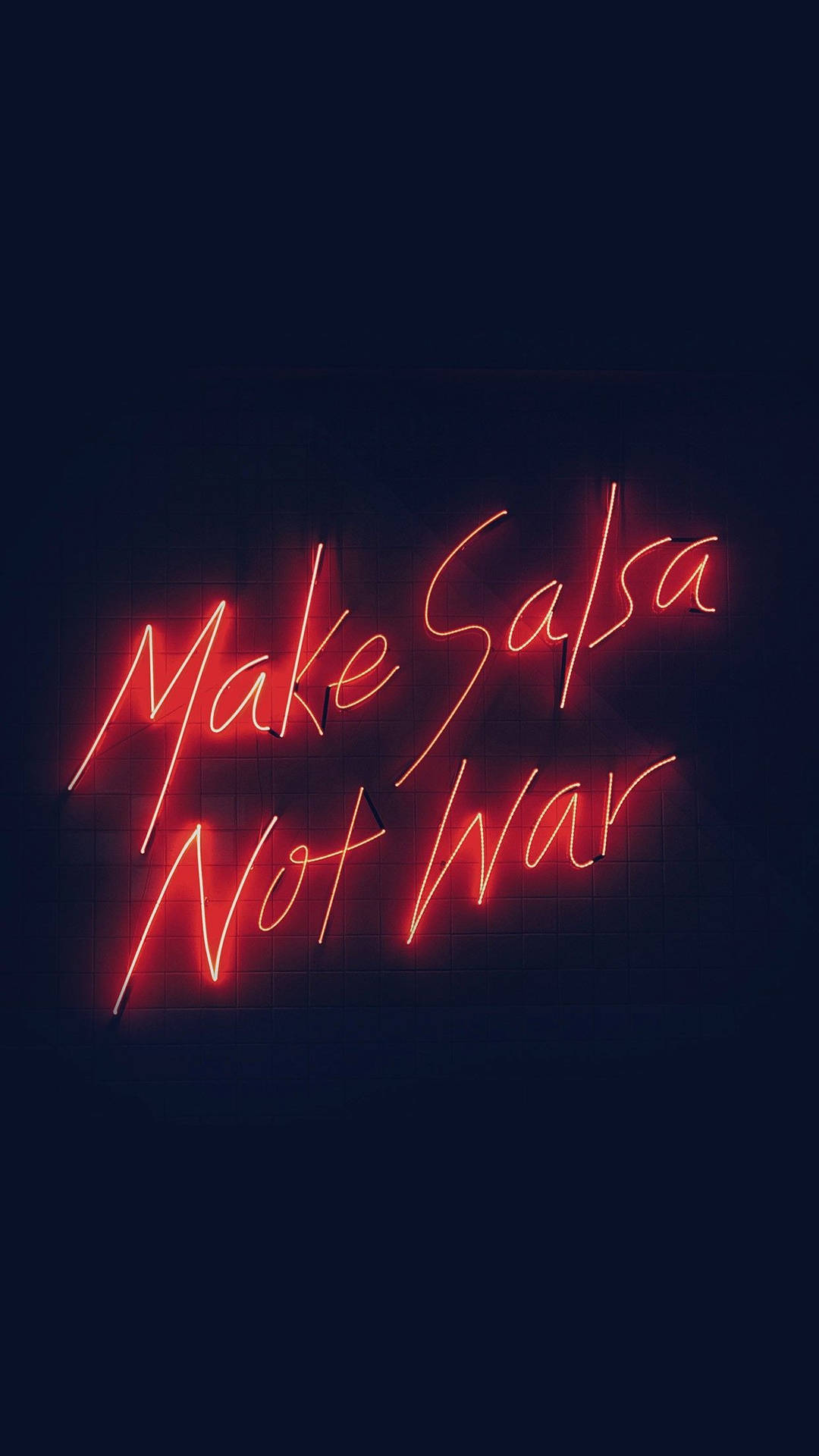Fondo de pantalla para iPhone del letrero de neón Haz Salsa No Guerra