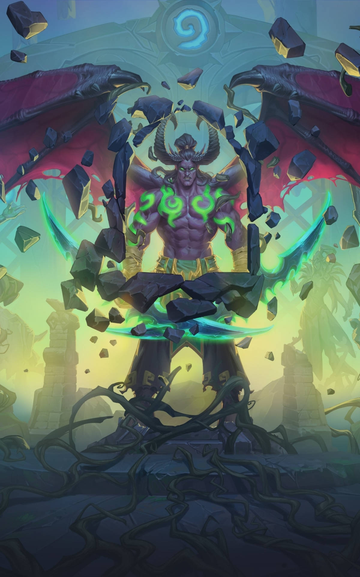 Hearthstone Teléfono Illidan Stormrage Lanzando Hechizos Rocas Fondos de pantalla