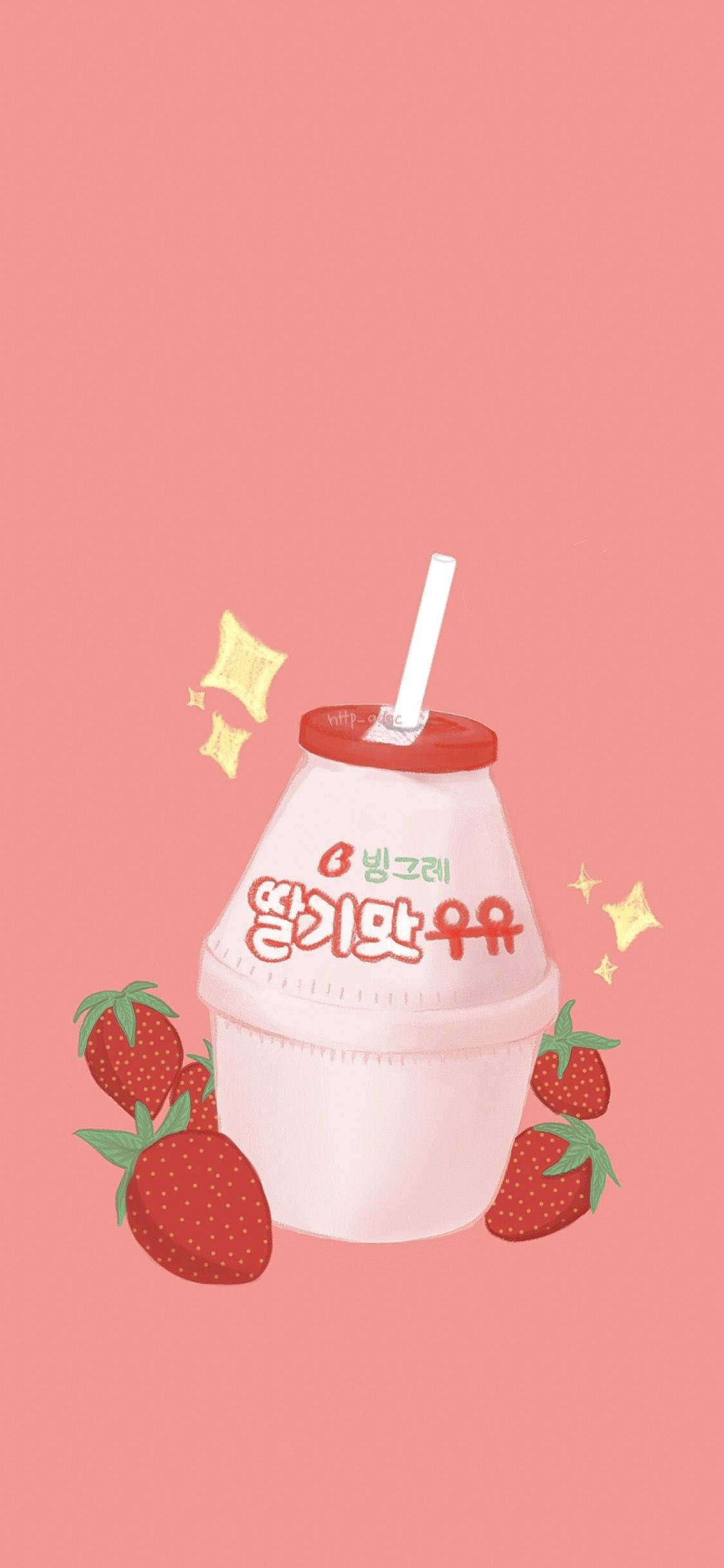 helado de fresa con un popote Fondos de pantalla
