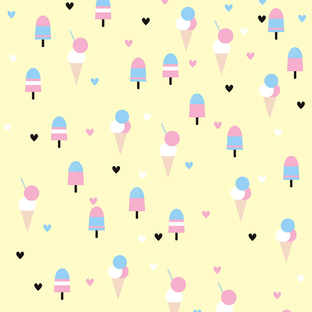 Helado lindo sobre amarillo pastel Fondos de pantalla