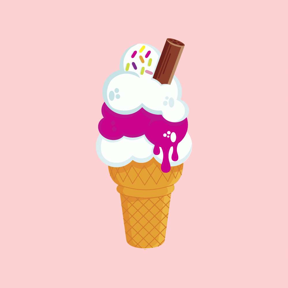 Helado rosa y blanco lindo con barquillo Fondos de pantalla