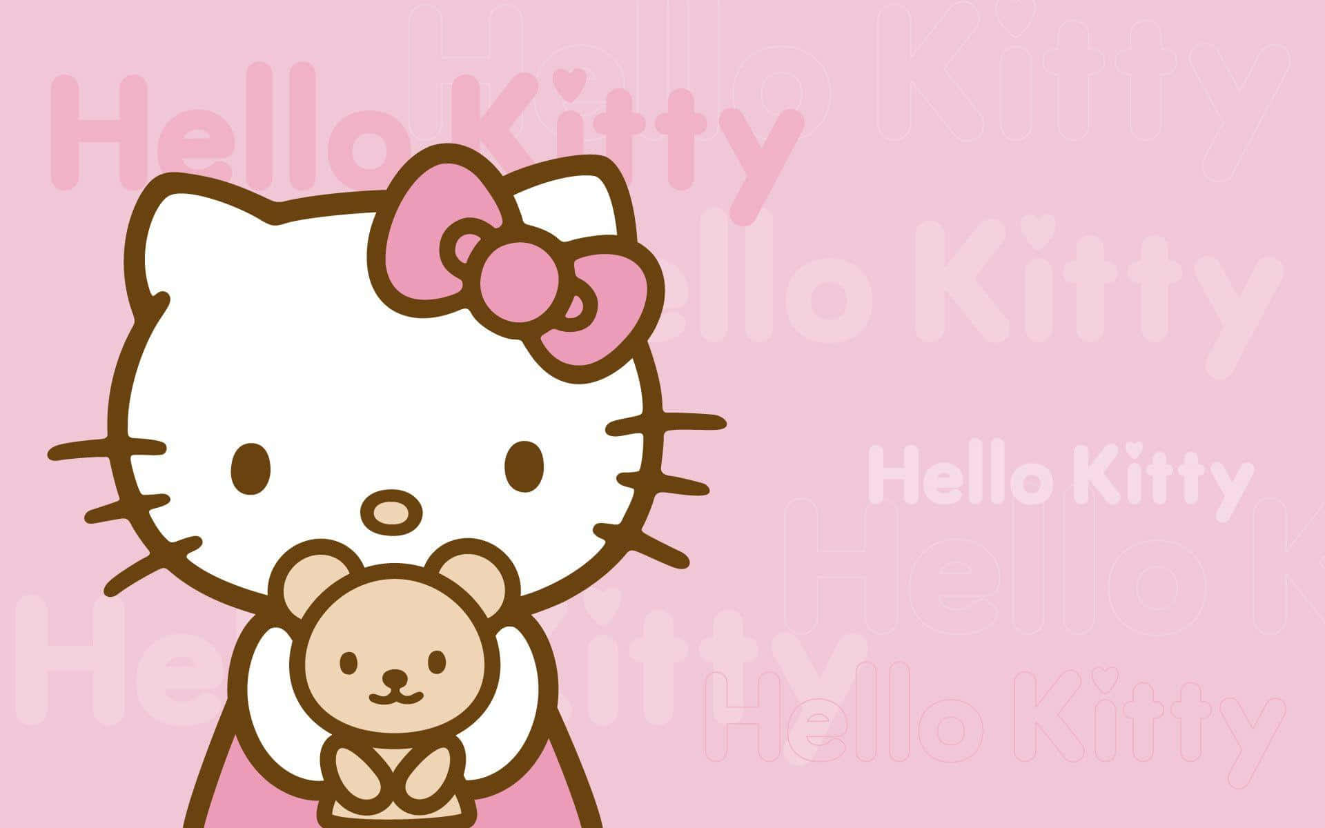 Hello Kitty Abrazando un Osito de Peluche Fondos de pantalla