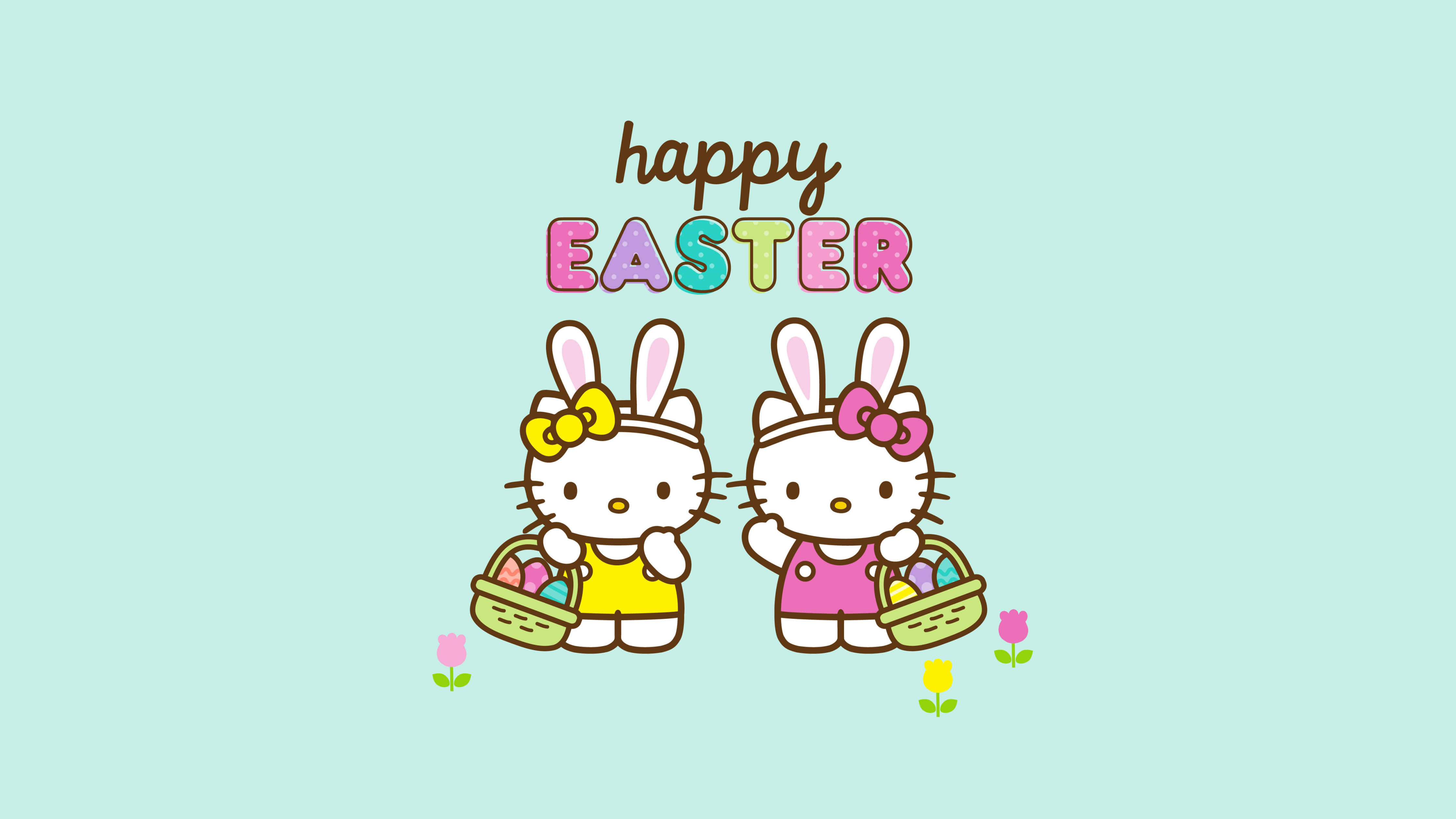 Hello Kitty con Huevos de Pascua Fondo Fondos de pantalla