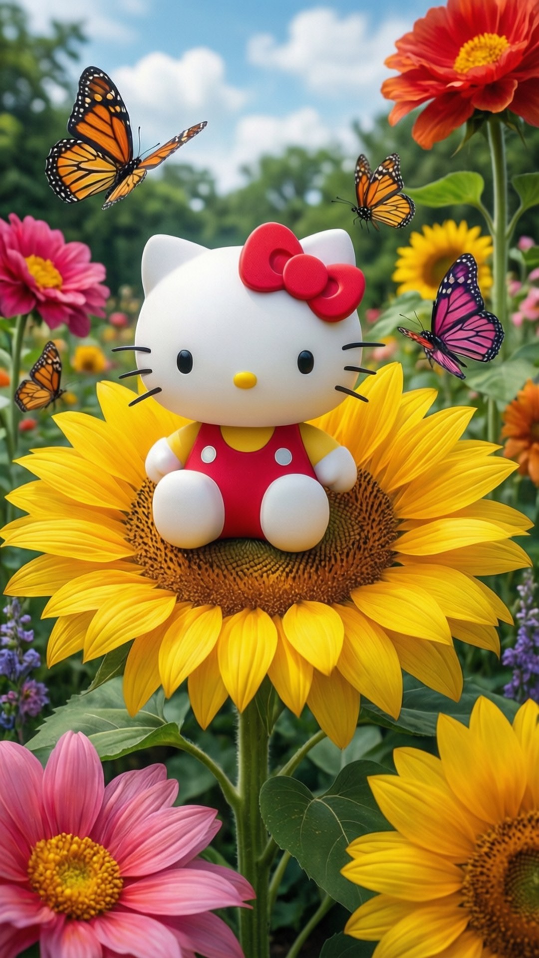 Hello Kitty en el jardín Fondos de pantalla