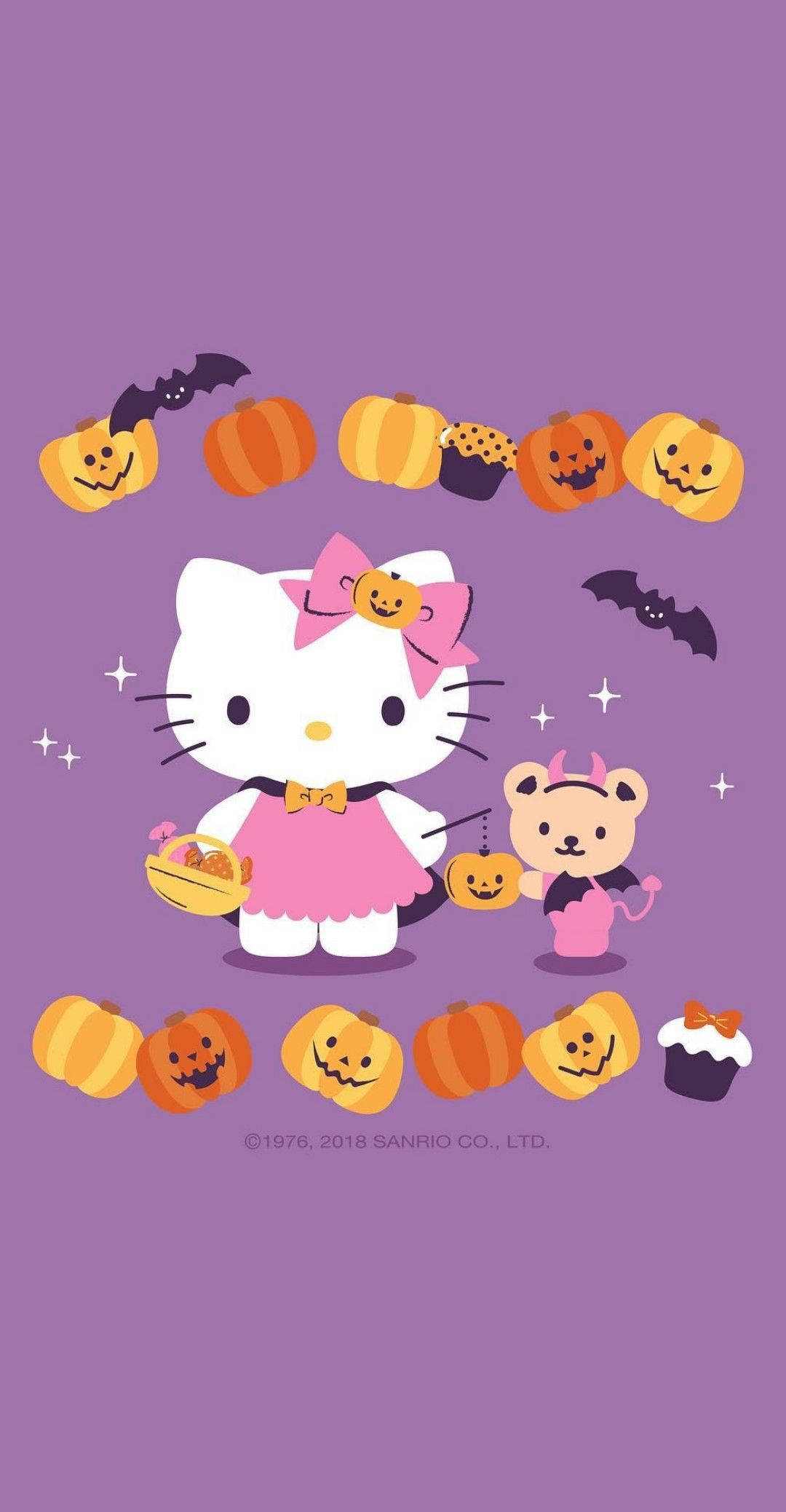 Hello Kitty Halloween Morado Gráfico Fondos de pantalla