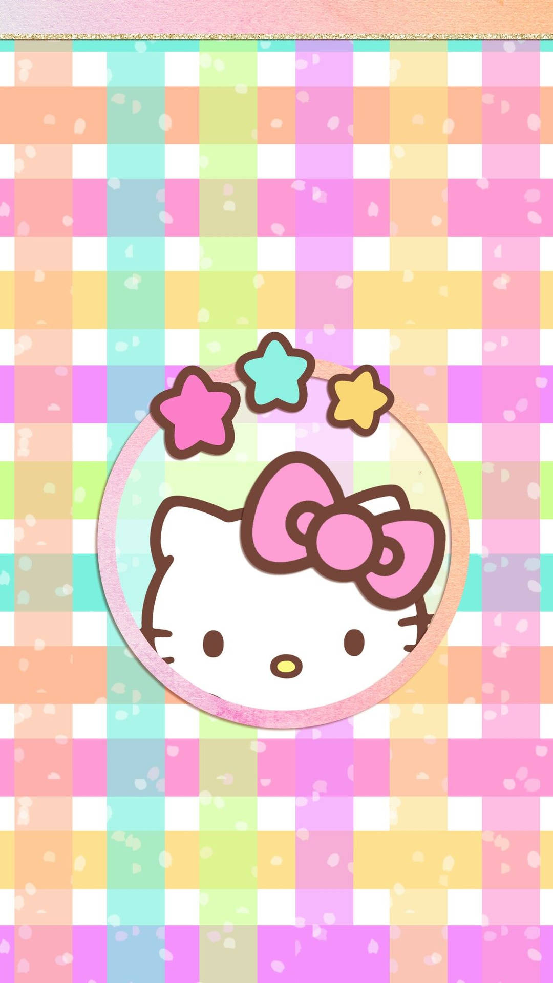 Fondo de pantalla de Hello Kitty kawaii tejido en colores pastel.