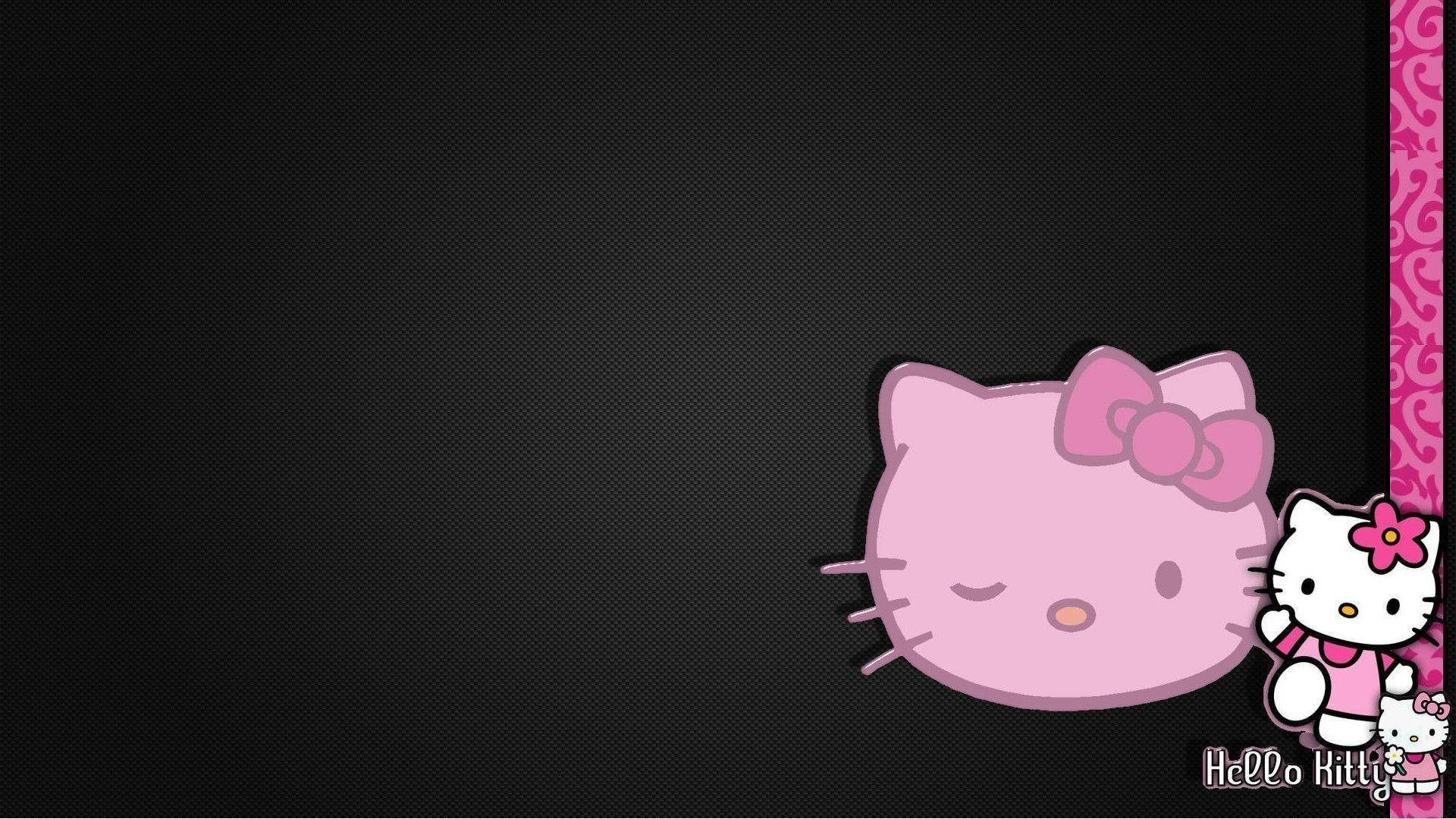 Hello Kitty negra texturizada con borde Fondos de pantalla