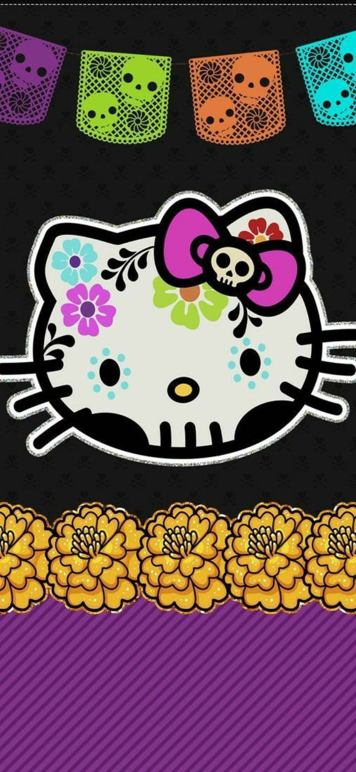 Hello Kitty Negra del Día de Muertos Fondos de pantalla