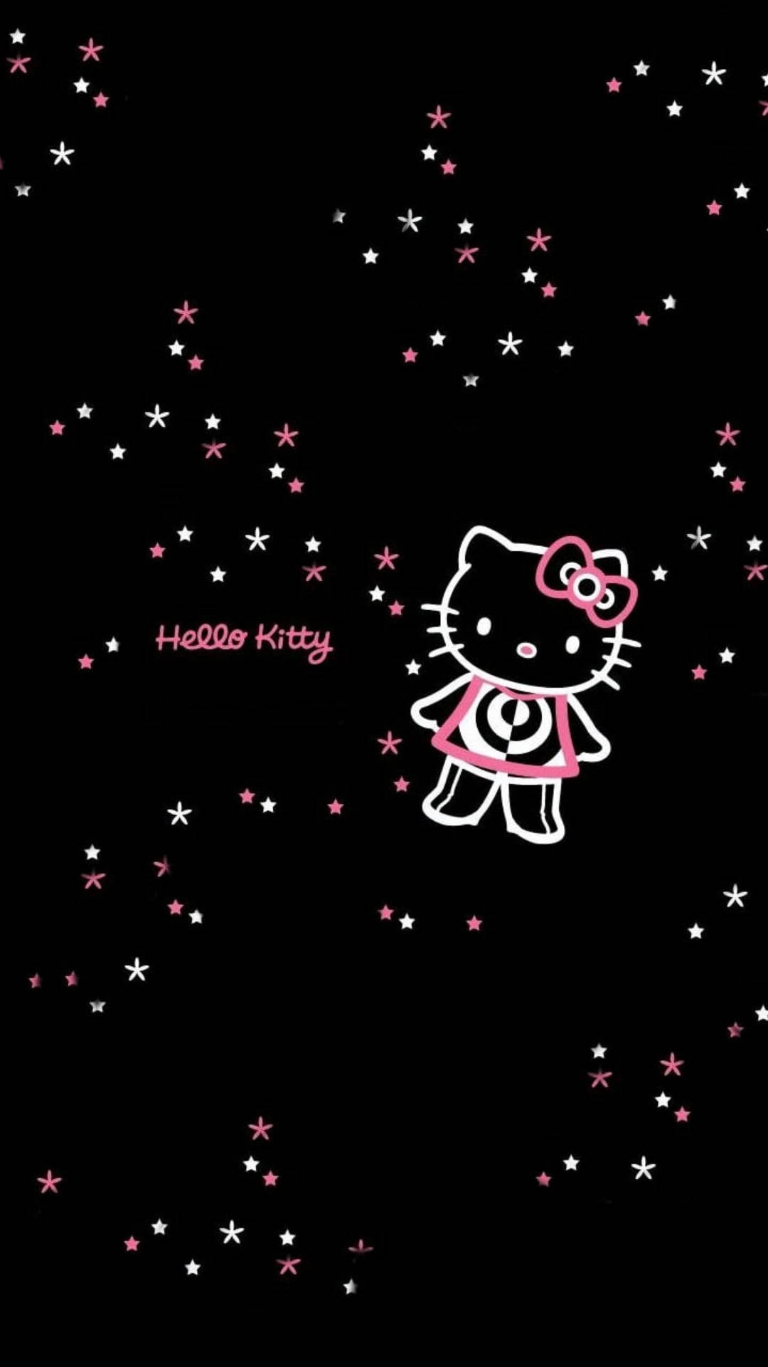 Hello Kitty Negra con Estrellas Fondos de pantalla