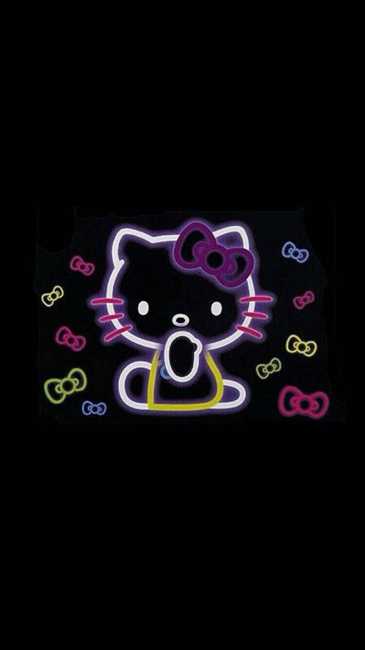 Hello Kitty negra con neón y listones Fondos de pantalla