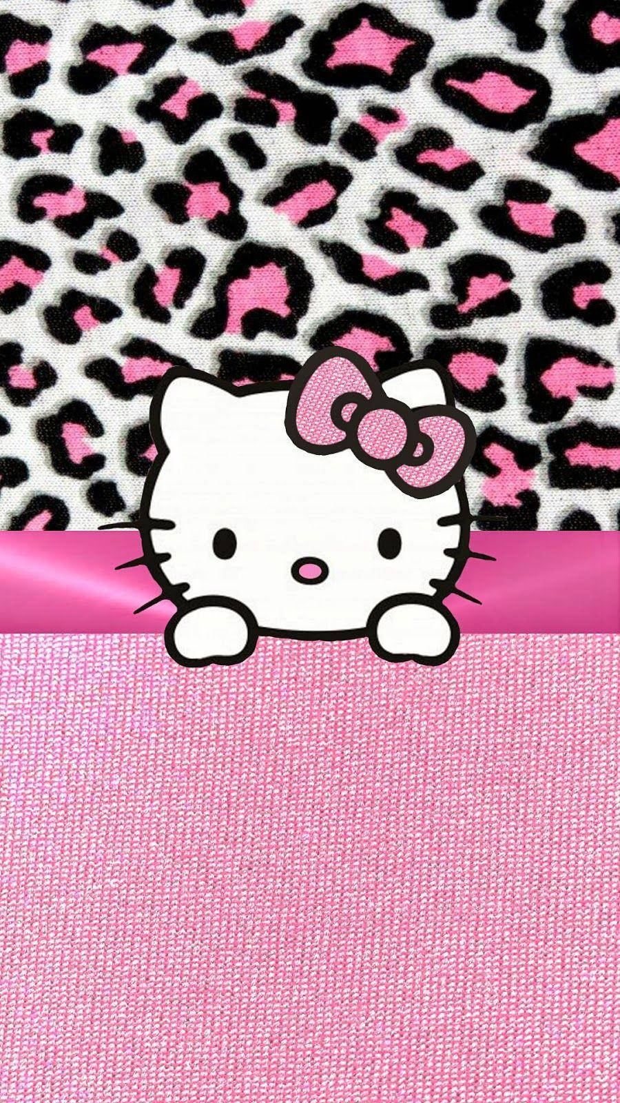 Hello Kitty Rosa con Estampado de Leopardo Fondos de pantalla