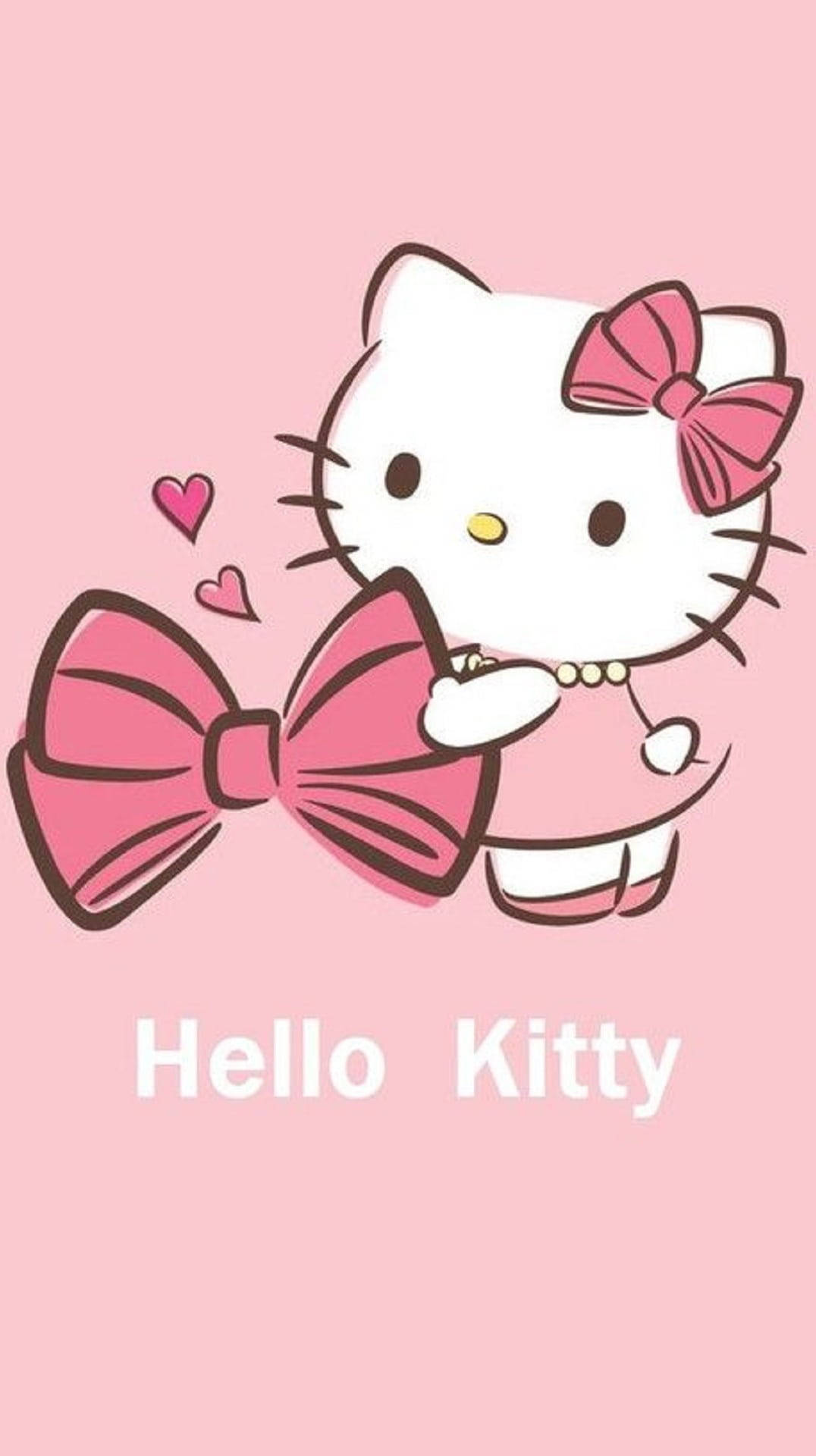Hello Kitty rosa sosteniendo un moño Fondos de pantalla