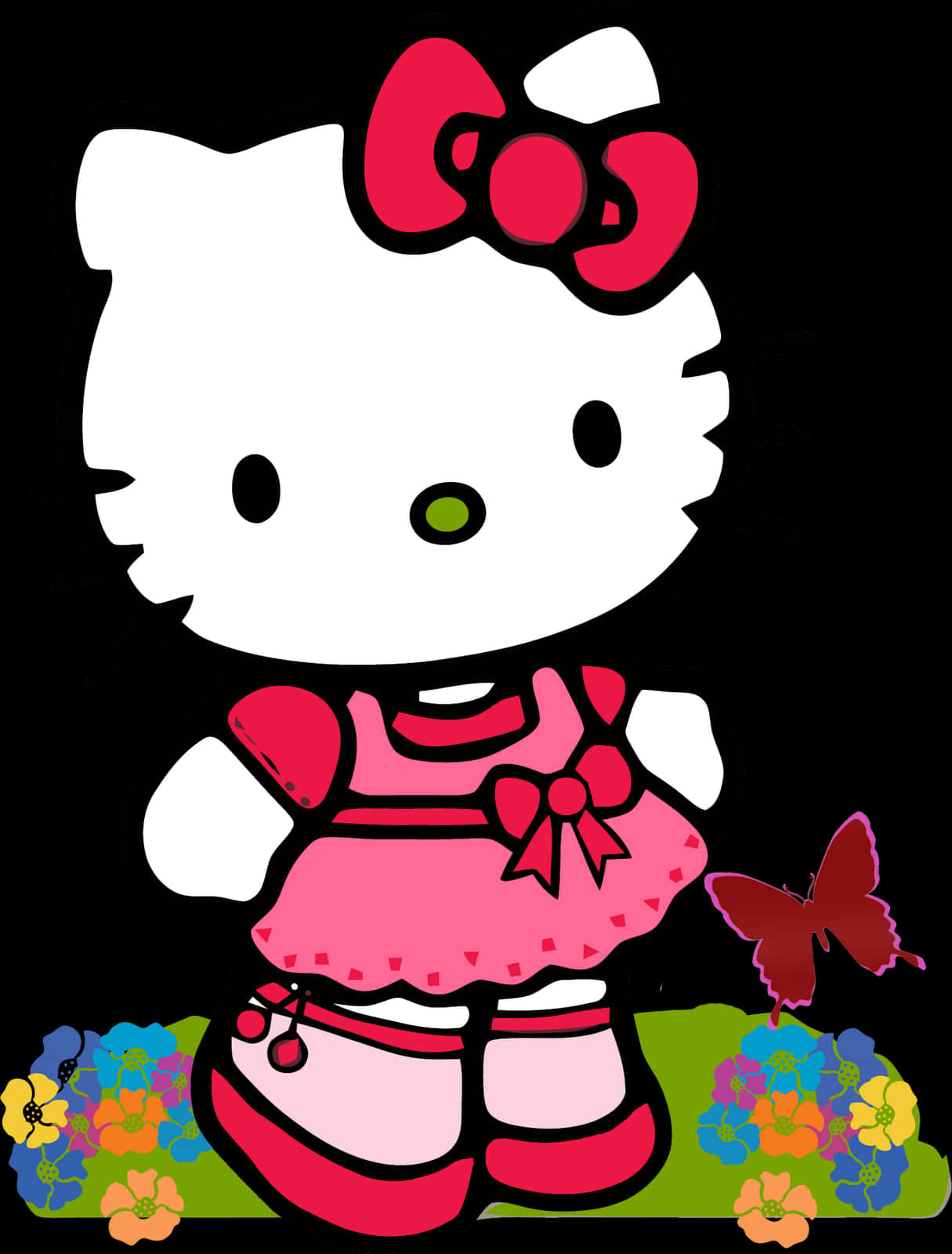 Hello Kitty Vestido Rosa Mariposa Fondos de pantalla