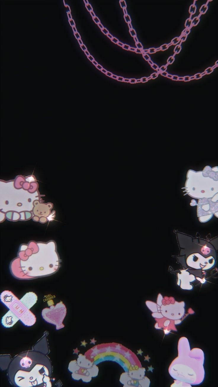 Hello Kitty y personajes de Sanrio en negro Fondos de pantalla