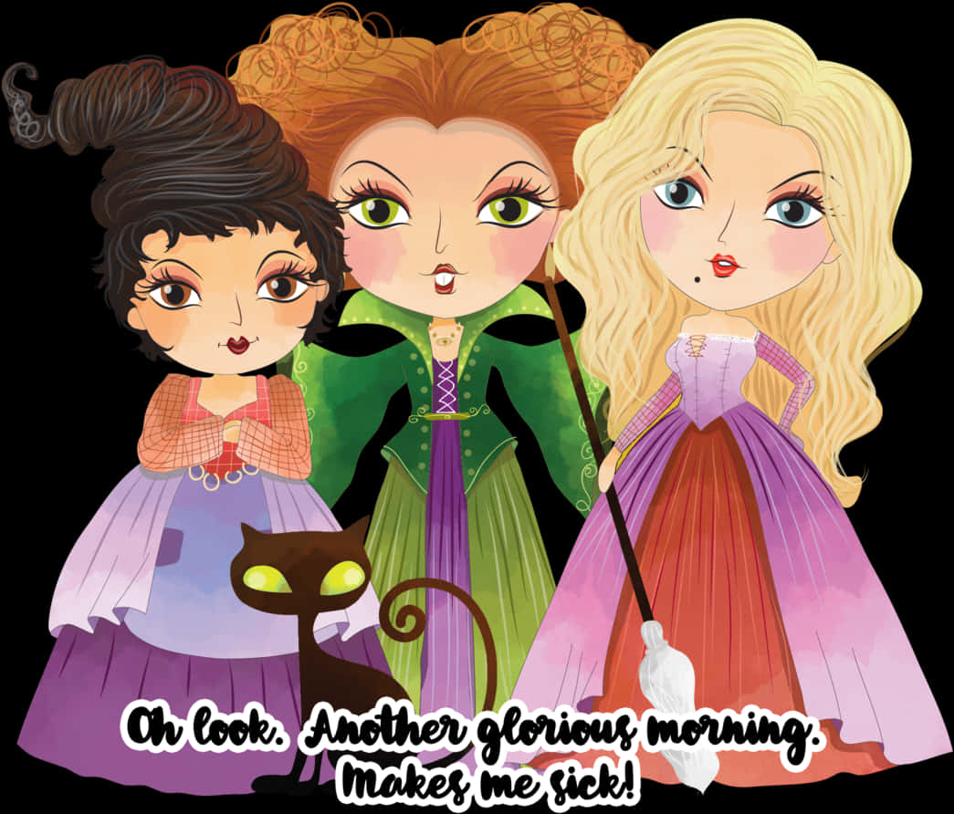 Hermanas Sanderson de Hocus Pocus en caricatura Fondos de pantalla