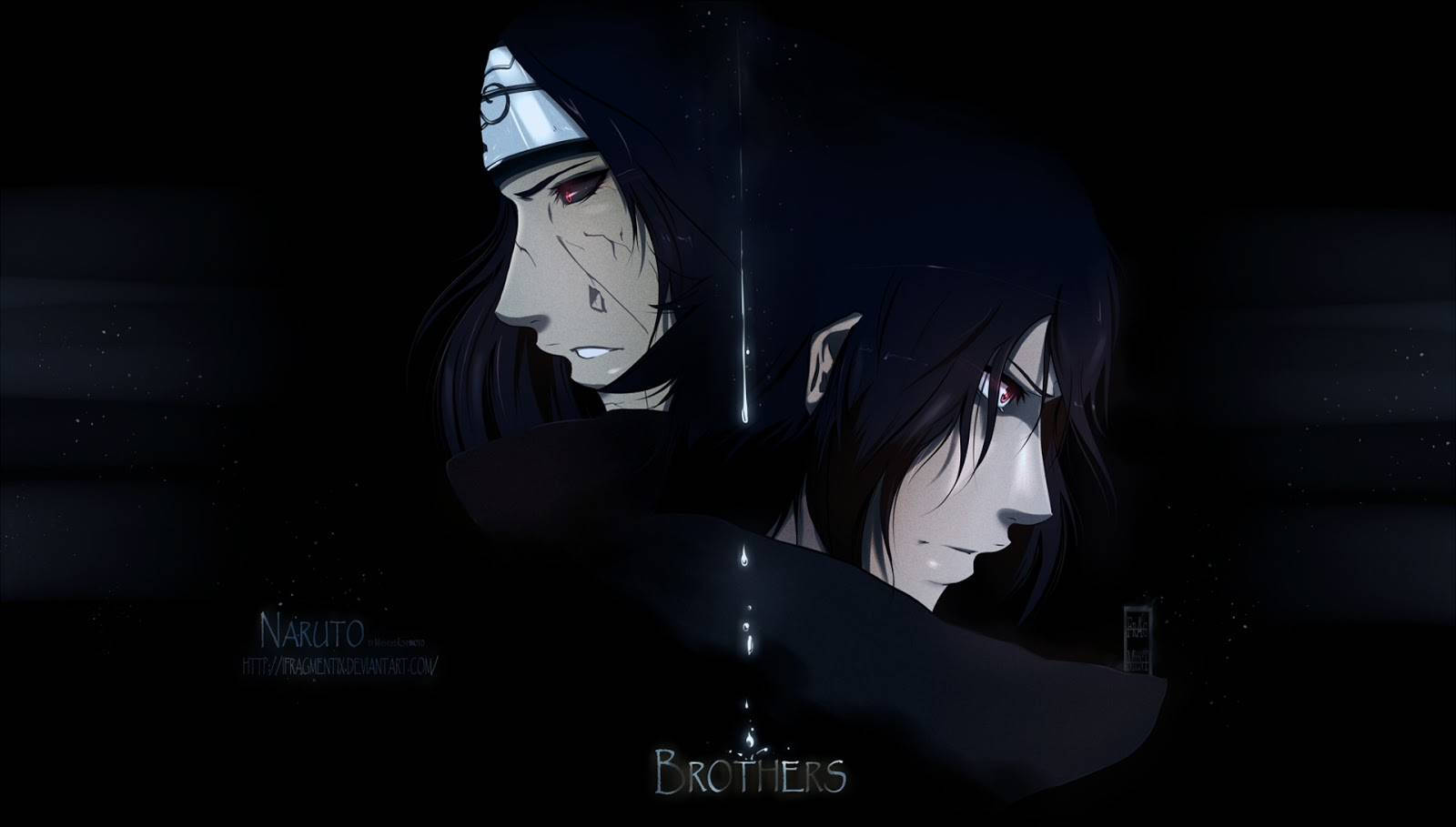Fondo de pantalla negro de Sasuke e Itachi Uchiha.