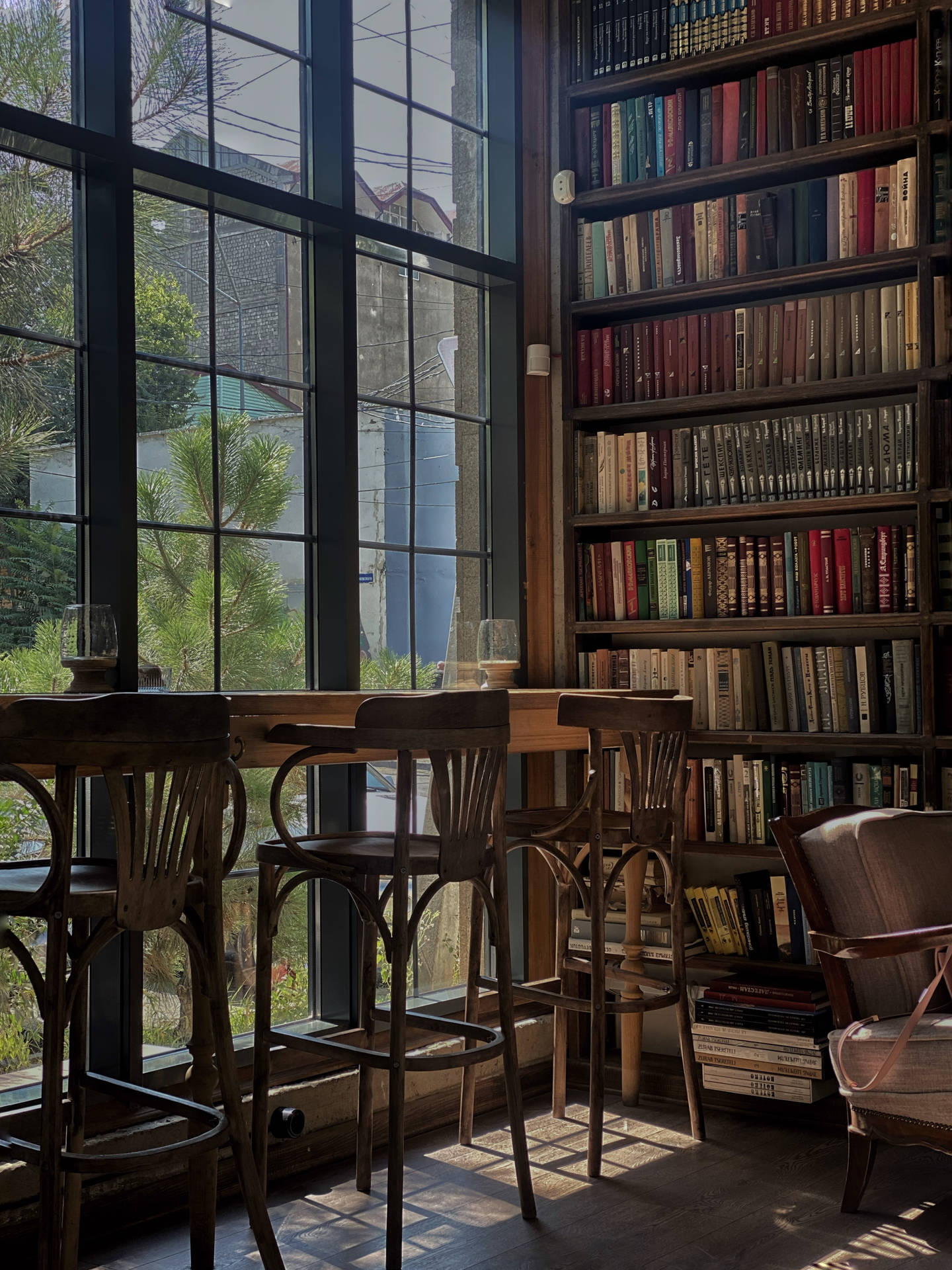 Hermosa ilustración de biblioteca contemporánea Fondos de pantalla