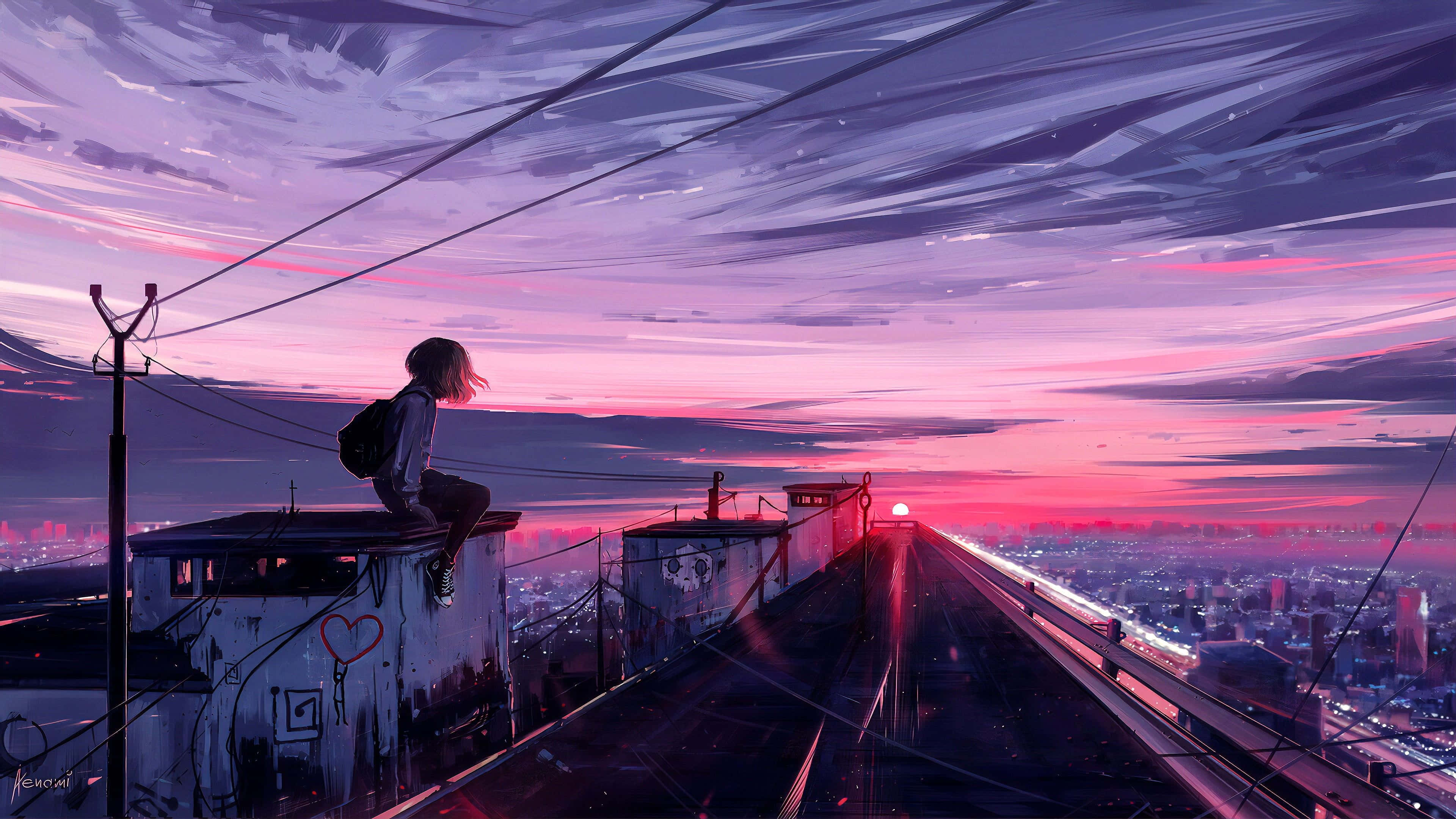 Hermosa noche en la bulliciosa Ciudad Anime Fondos de pantalla