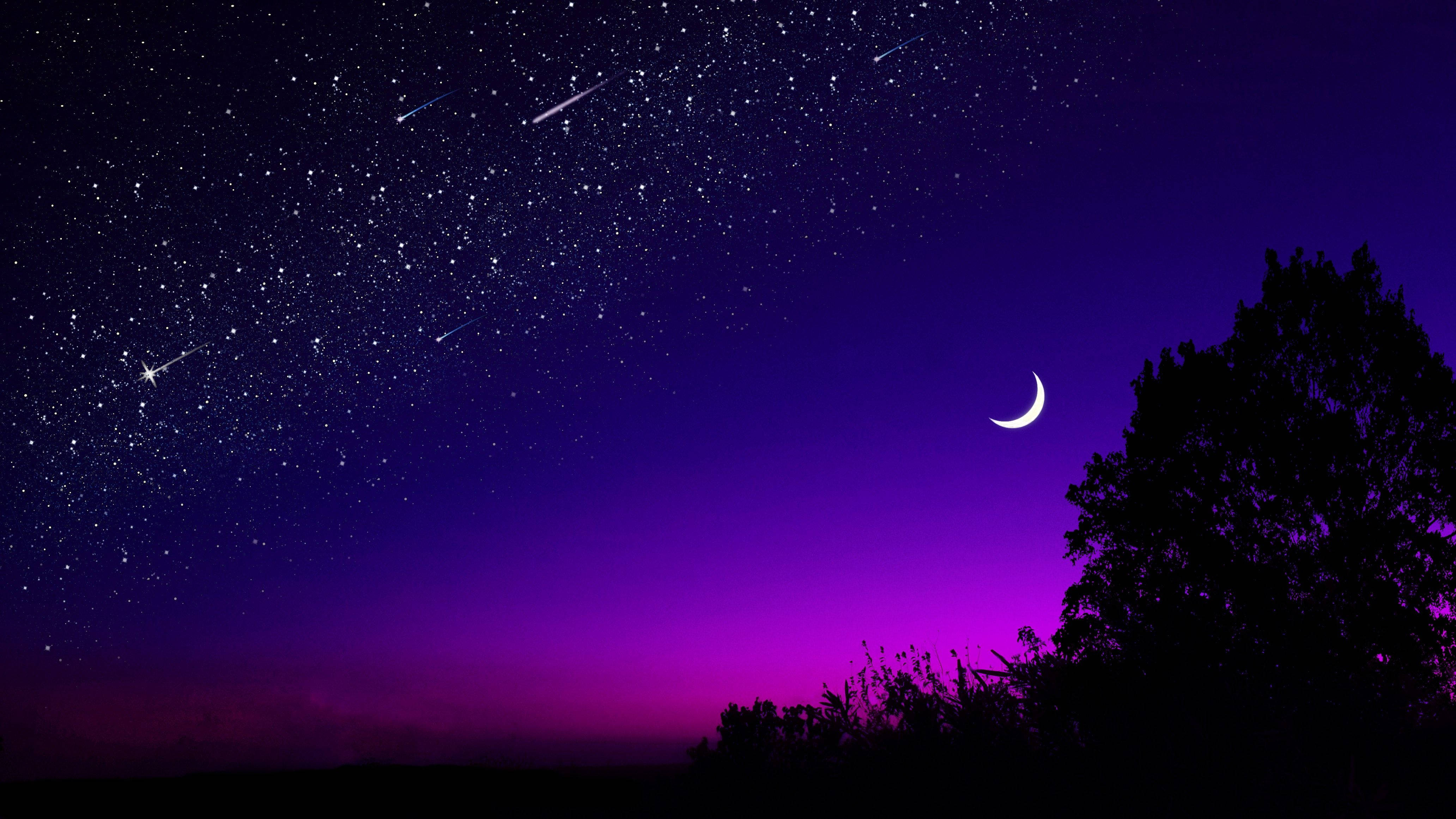 Hermosa noche oscura con estrellas fugaces Fondos de pantalla