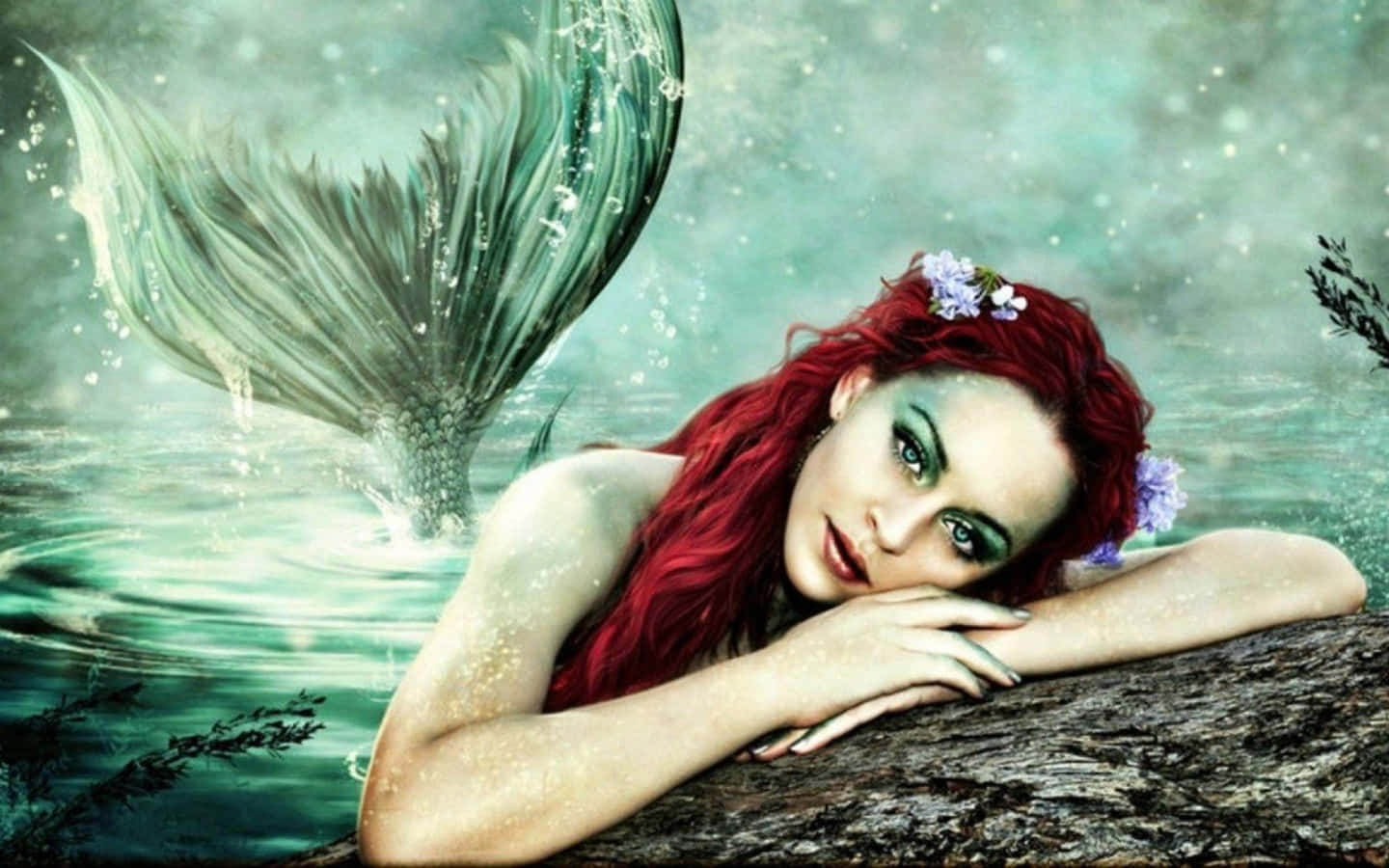 Hermosa Sirena de Cabello Rojo Fondos de pantalla