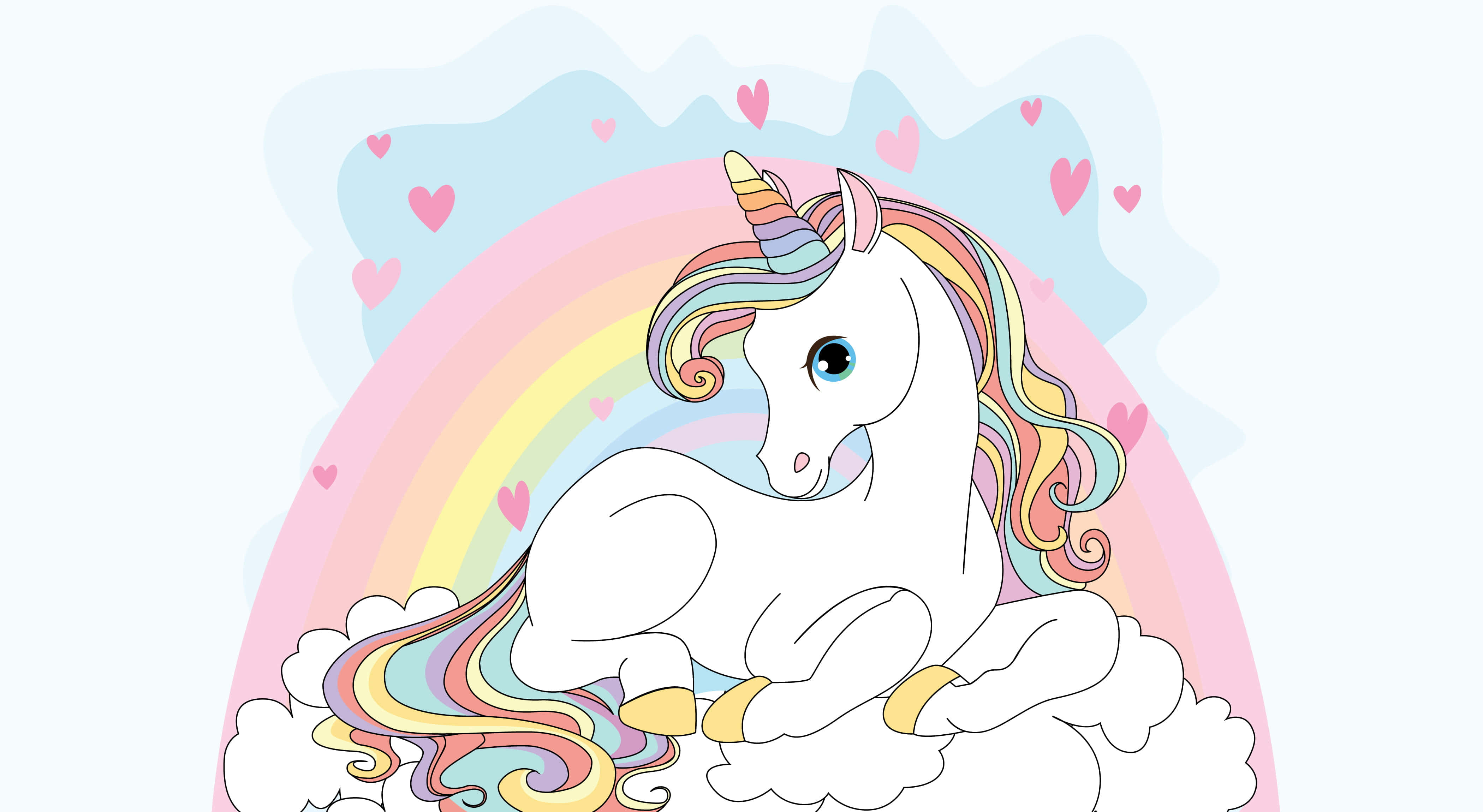 Hermoso arcoíris de nubes y unicornios Fondos de pantalla