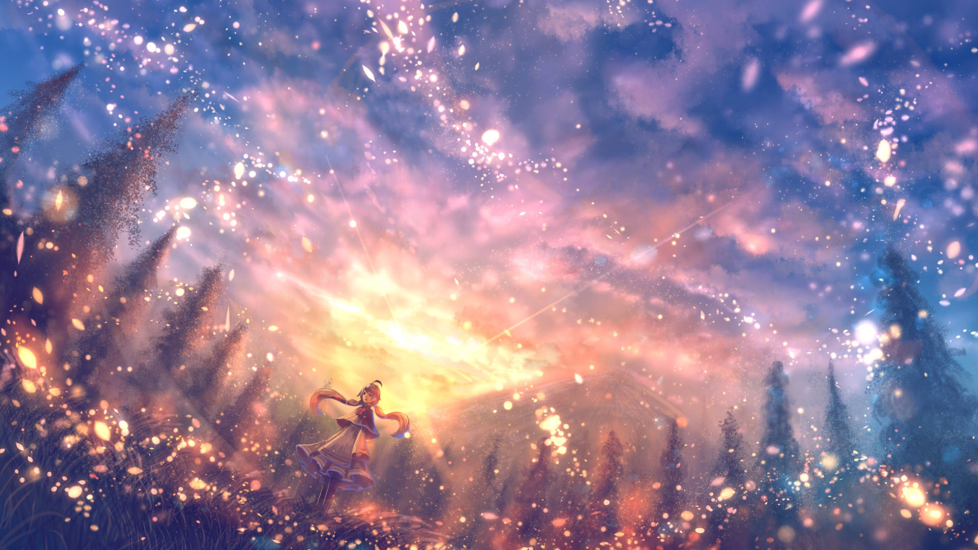 Hermoso Atardecer Mágico Anime Fondos de pantalla