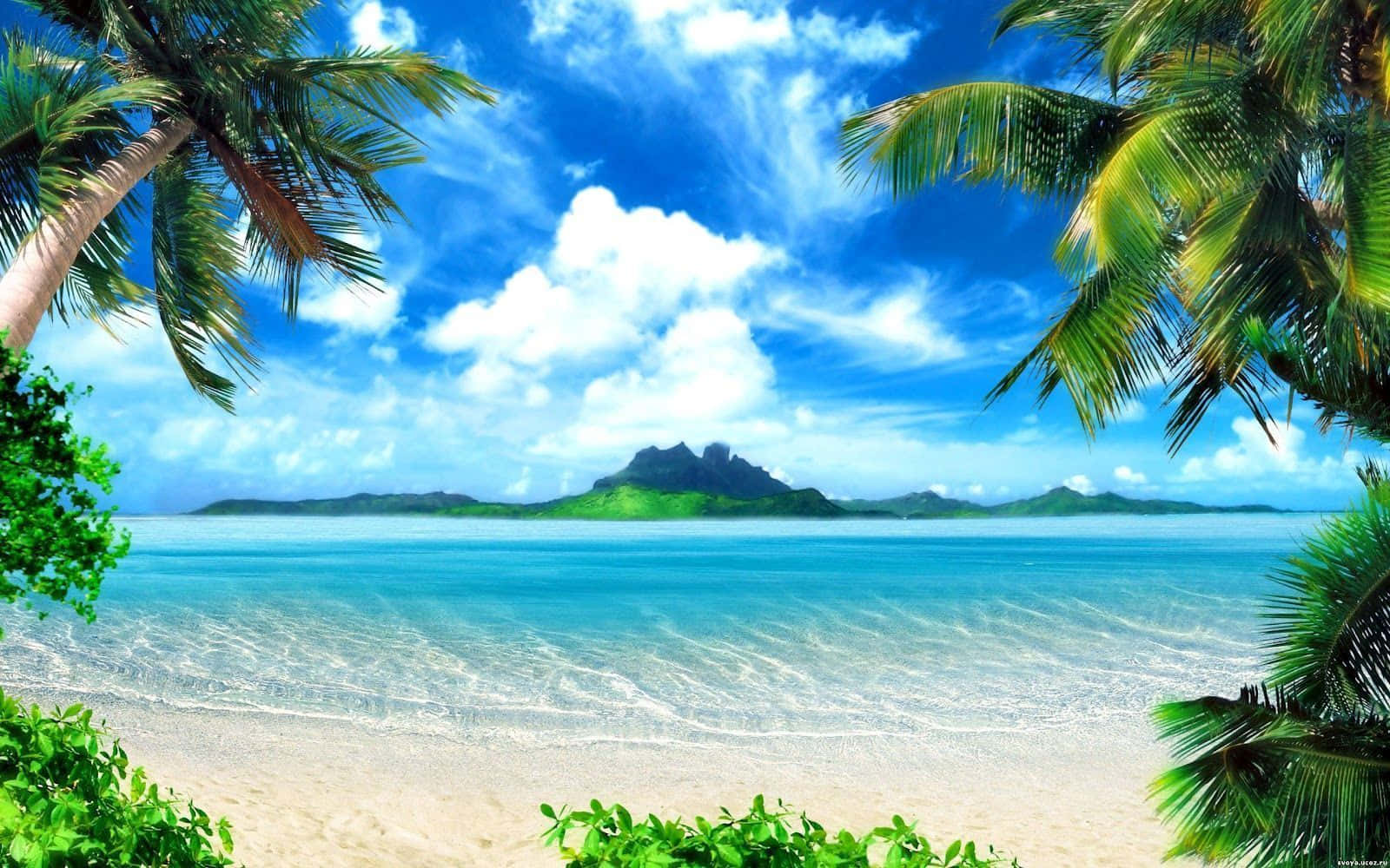 Hermoso Paisaje de Escritorio Pintura de Isla Tropical Fondos de pantalla