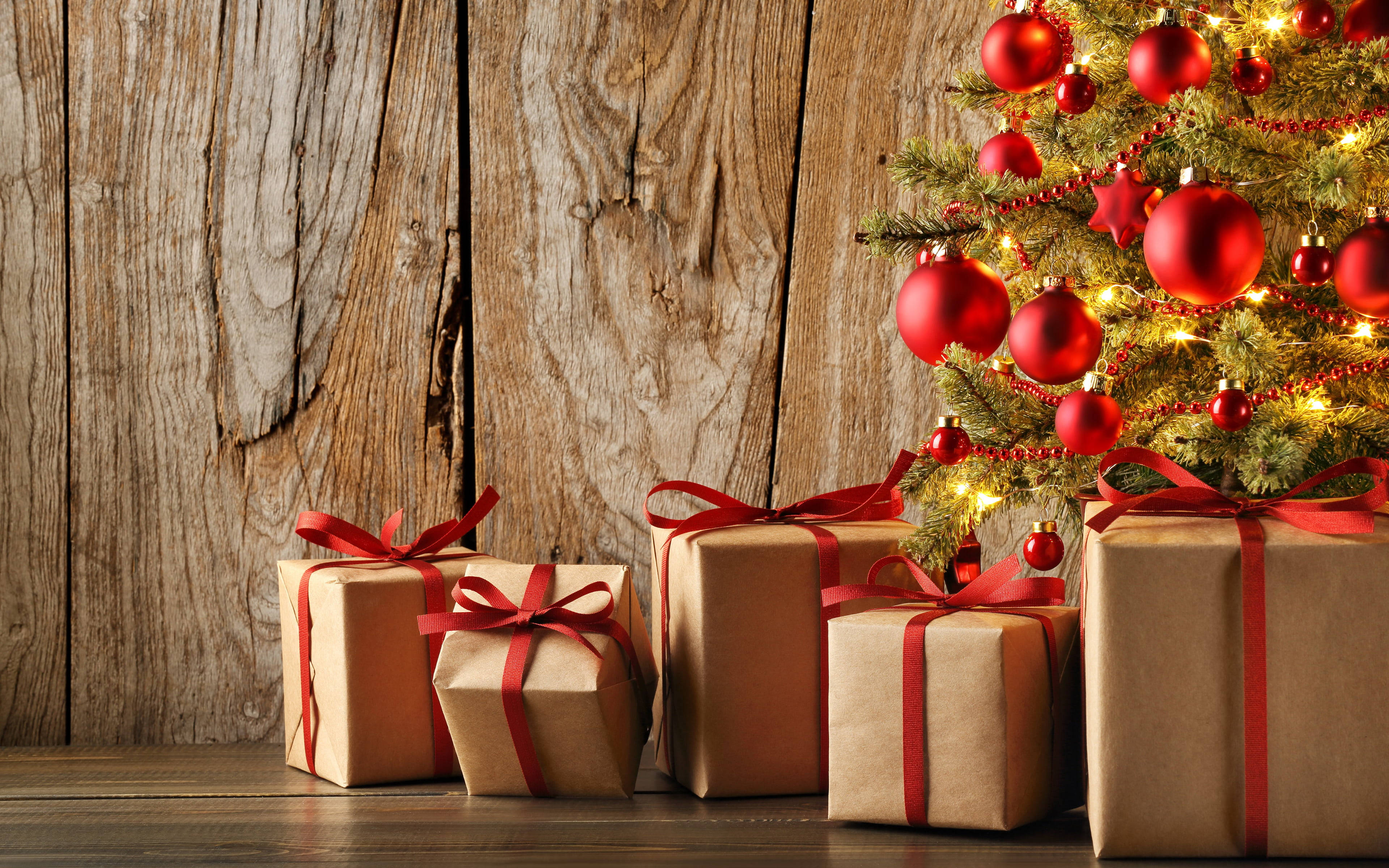 Hermosos Regalos de Navidad en Papel Kraft Fondos de pantalla