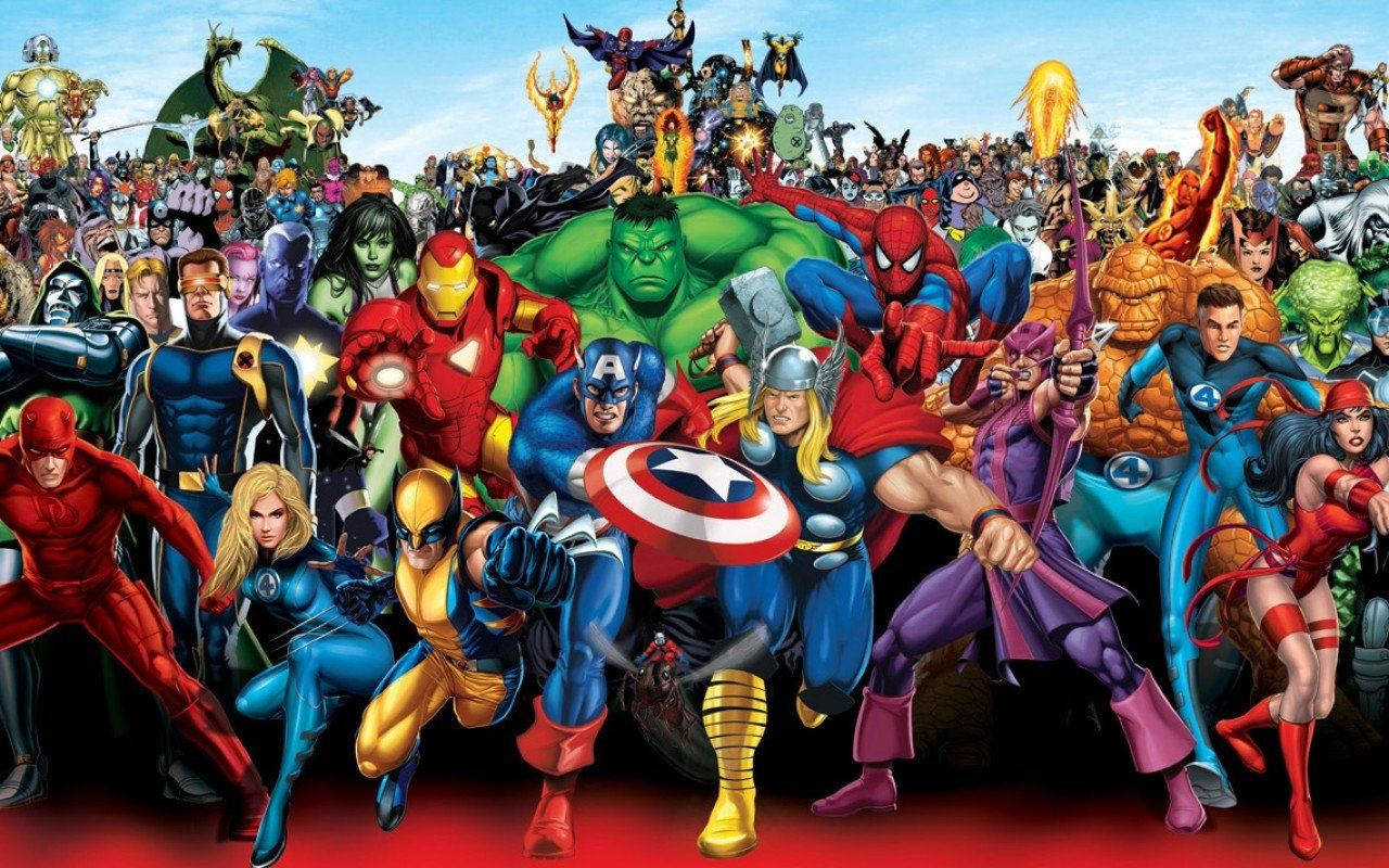 Superhéroes de Marvel: Hulk, Thor, Capitán América, Iron Man y otros.