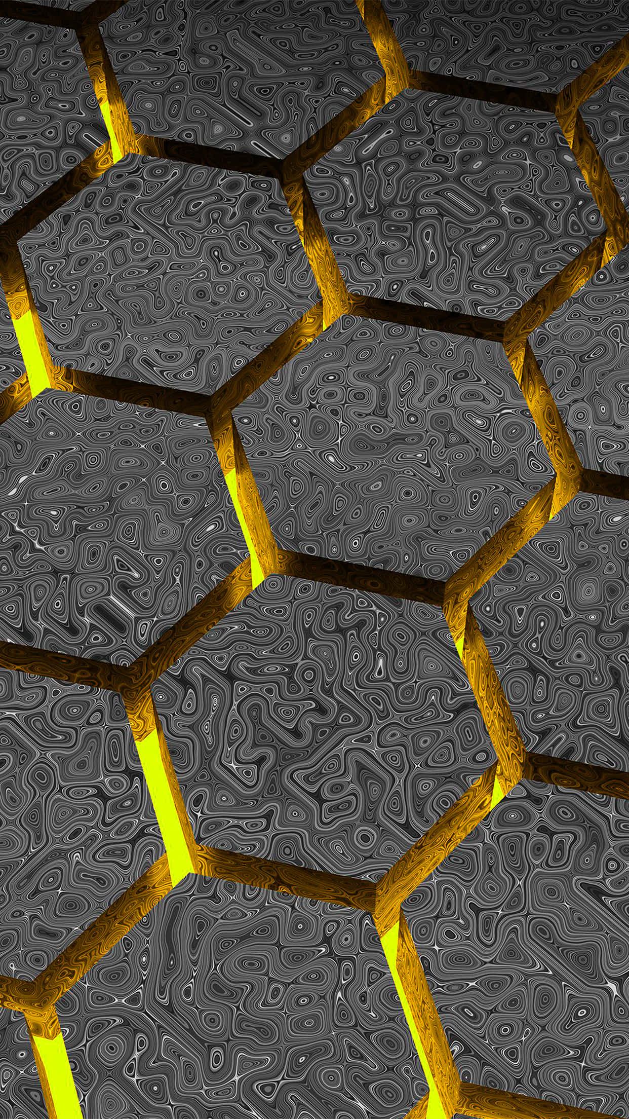 Hexágono 3D gris y amarillo Fondos de pantalla